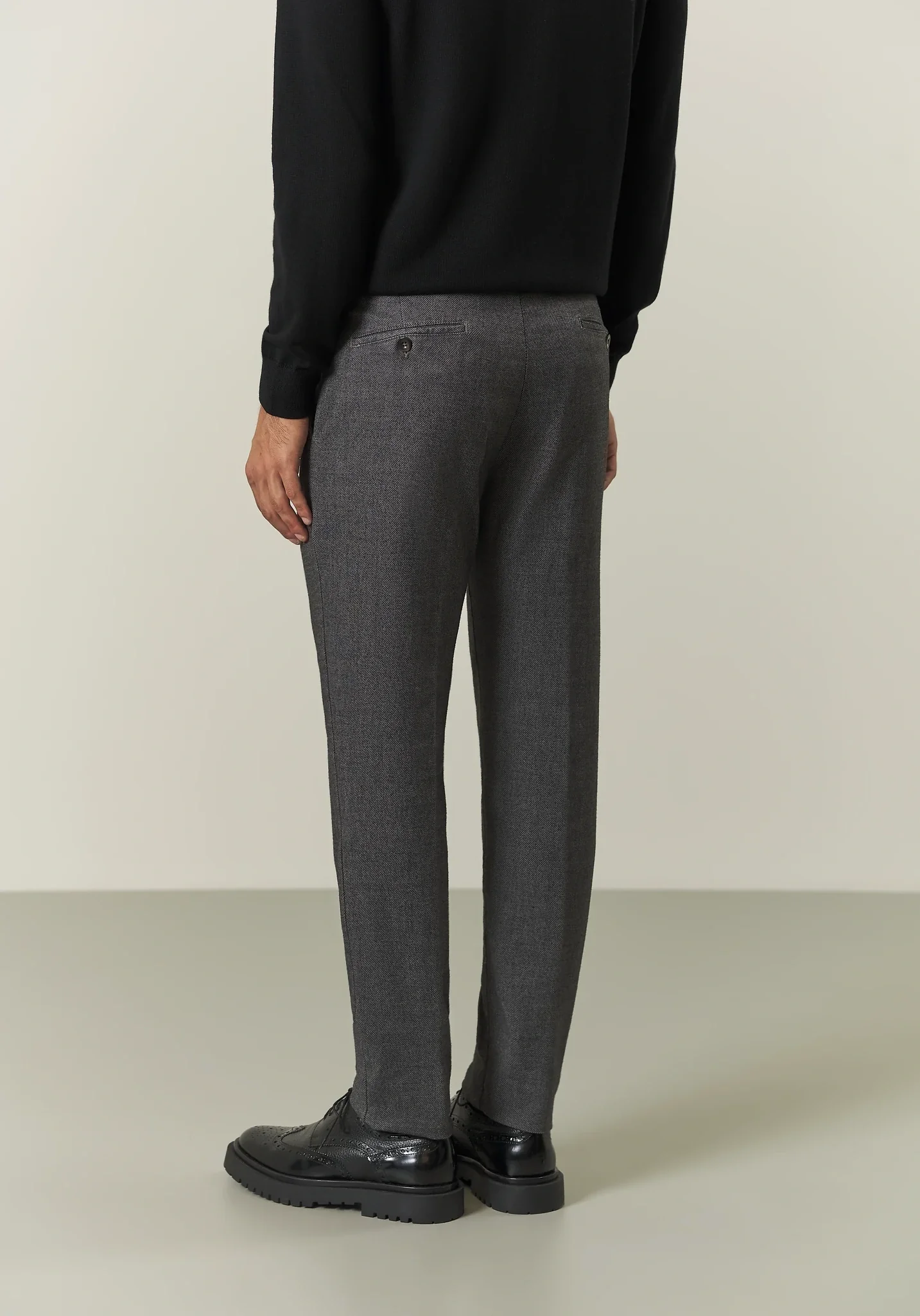 Pantalone grigio effetto lana pinces slim fit - Image 4