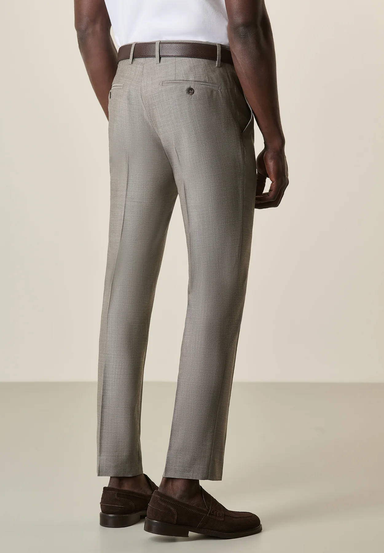 Pantalone beige effetto mohair lana vergine custom fit - Image 3