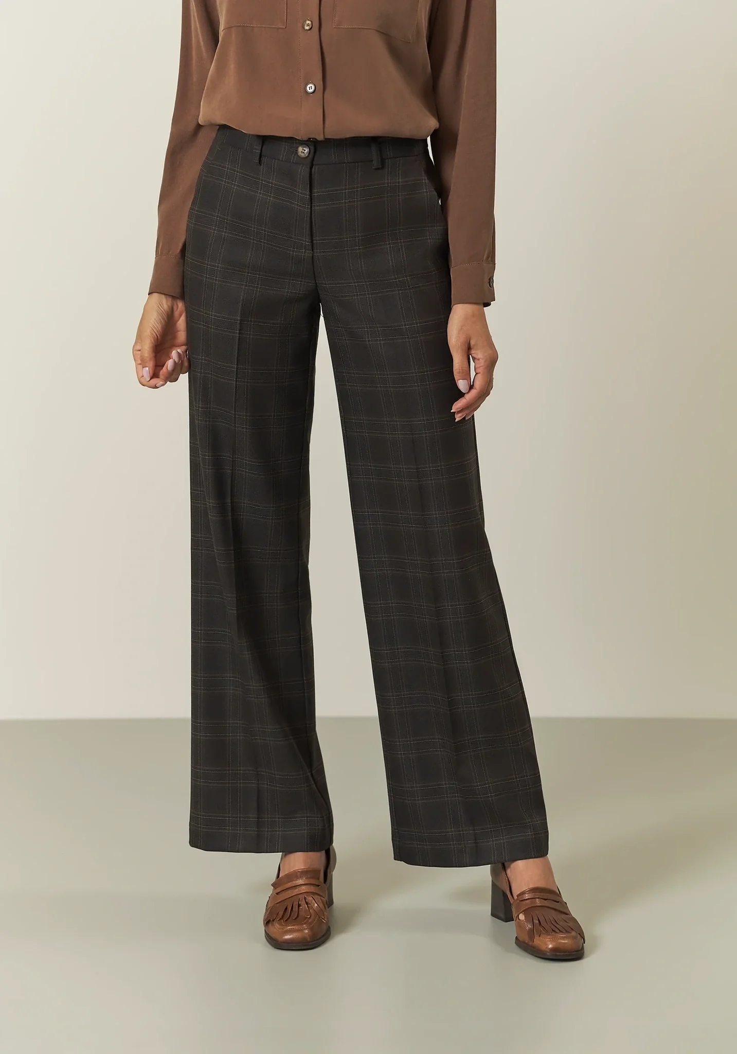 Pantalone marroni beige Galles ampi