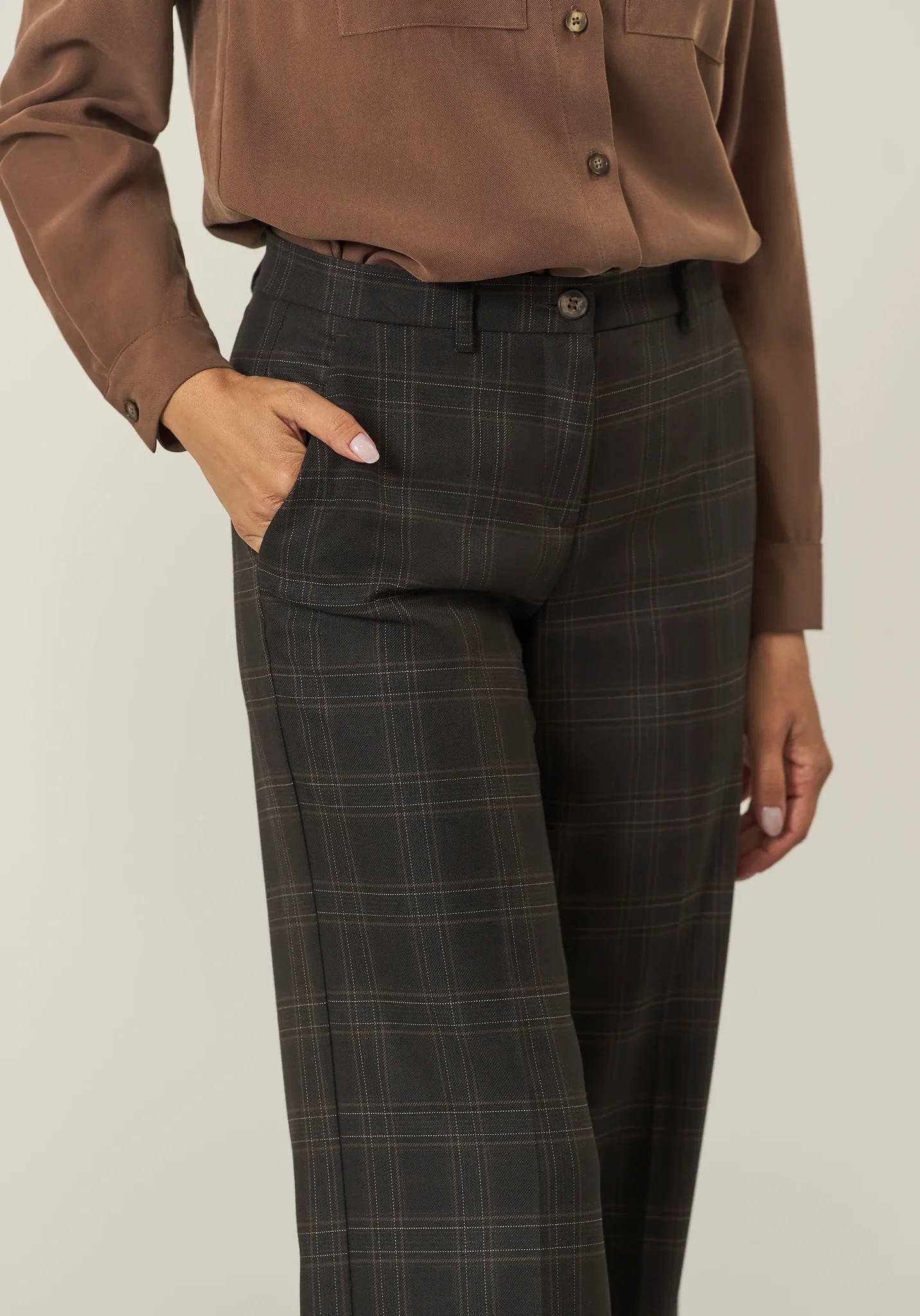 Pantalone marroni beige Galles ampi - Image 2