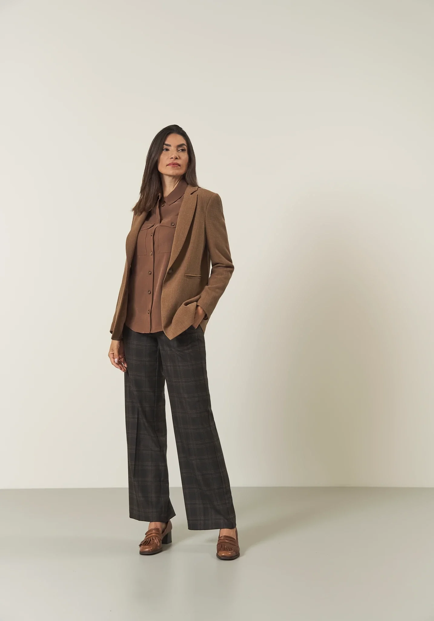 Pantalone marroni beige Galles ampi - Image 3