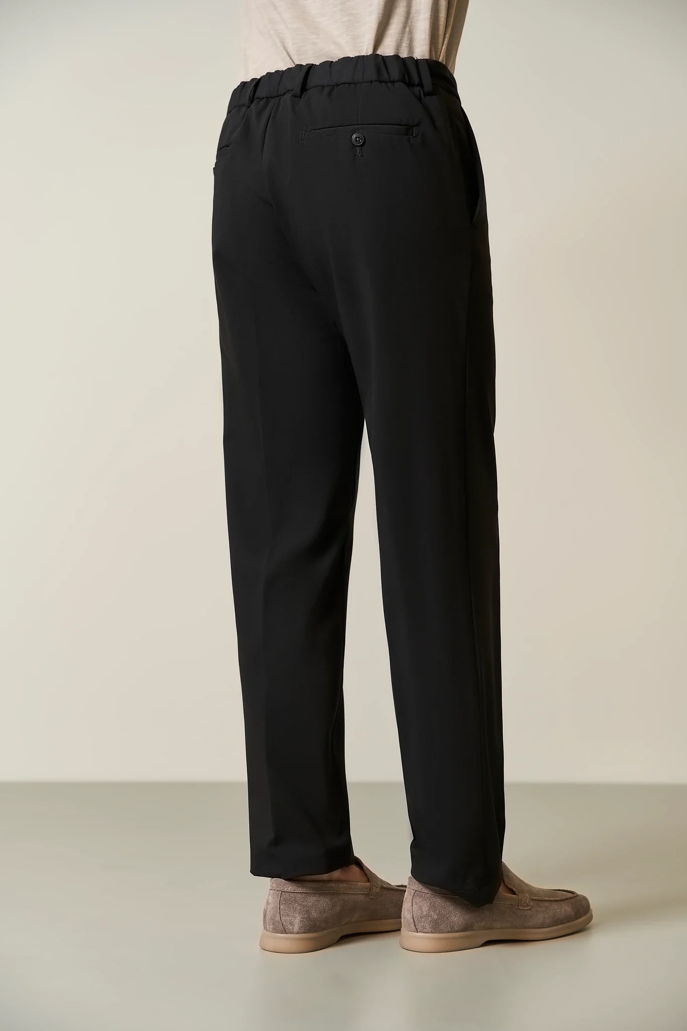 Pantalone nero lana tecnica coulisse - Image 4