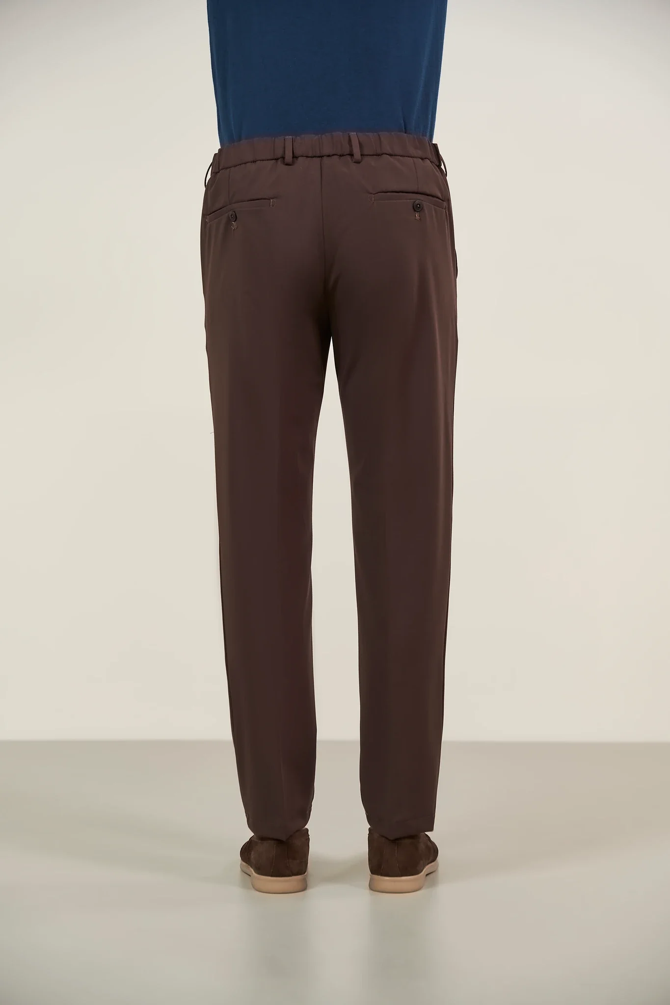 Pantalone marrone lana tecnica coulisse - Image 4