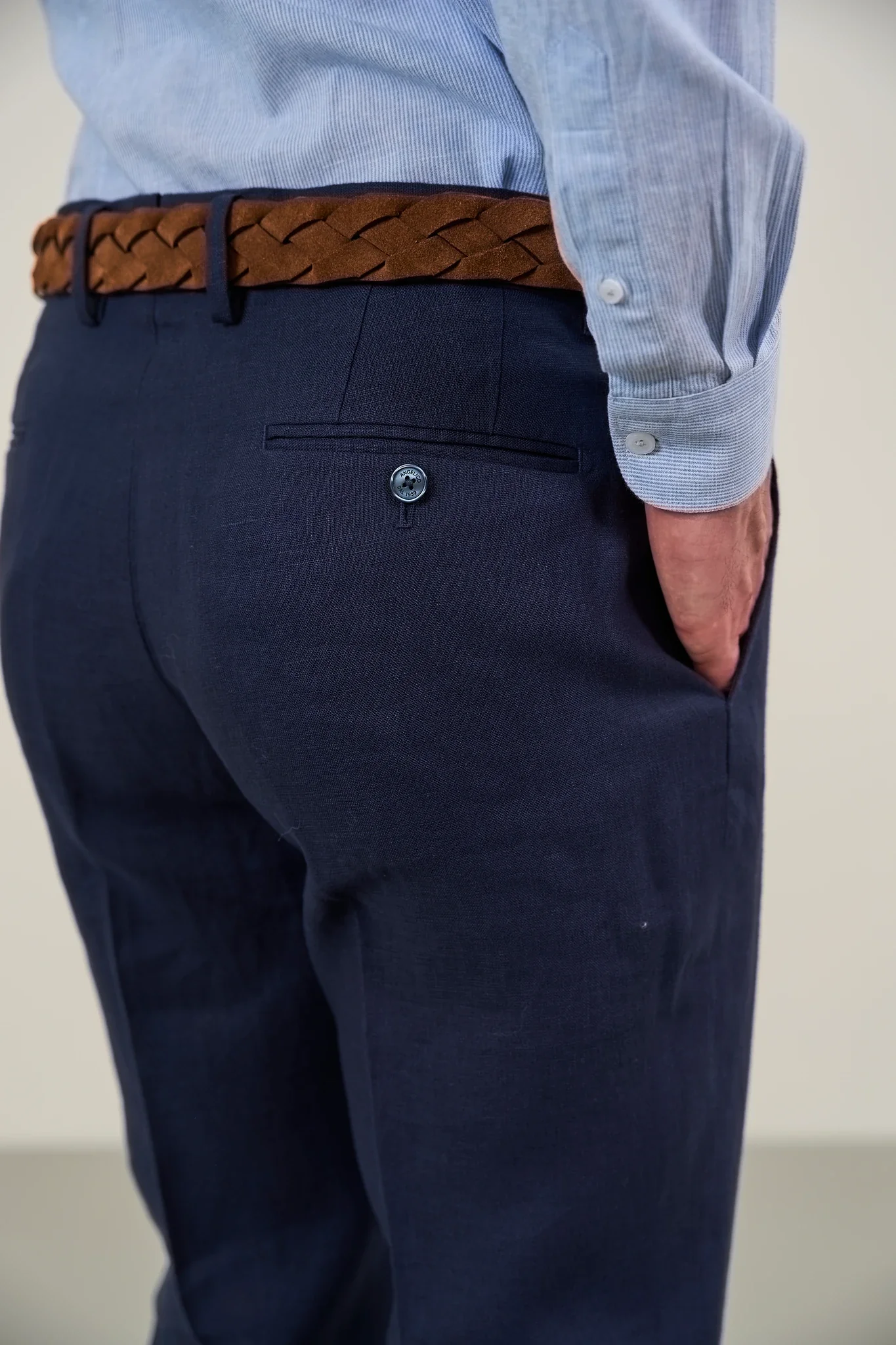 Pantalone blu lino - Image 2