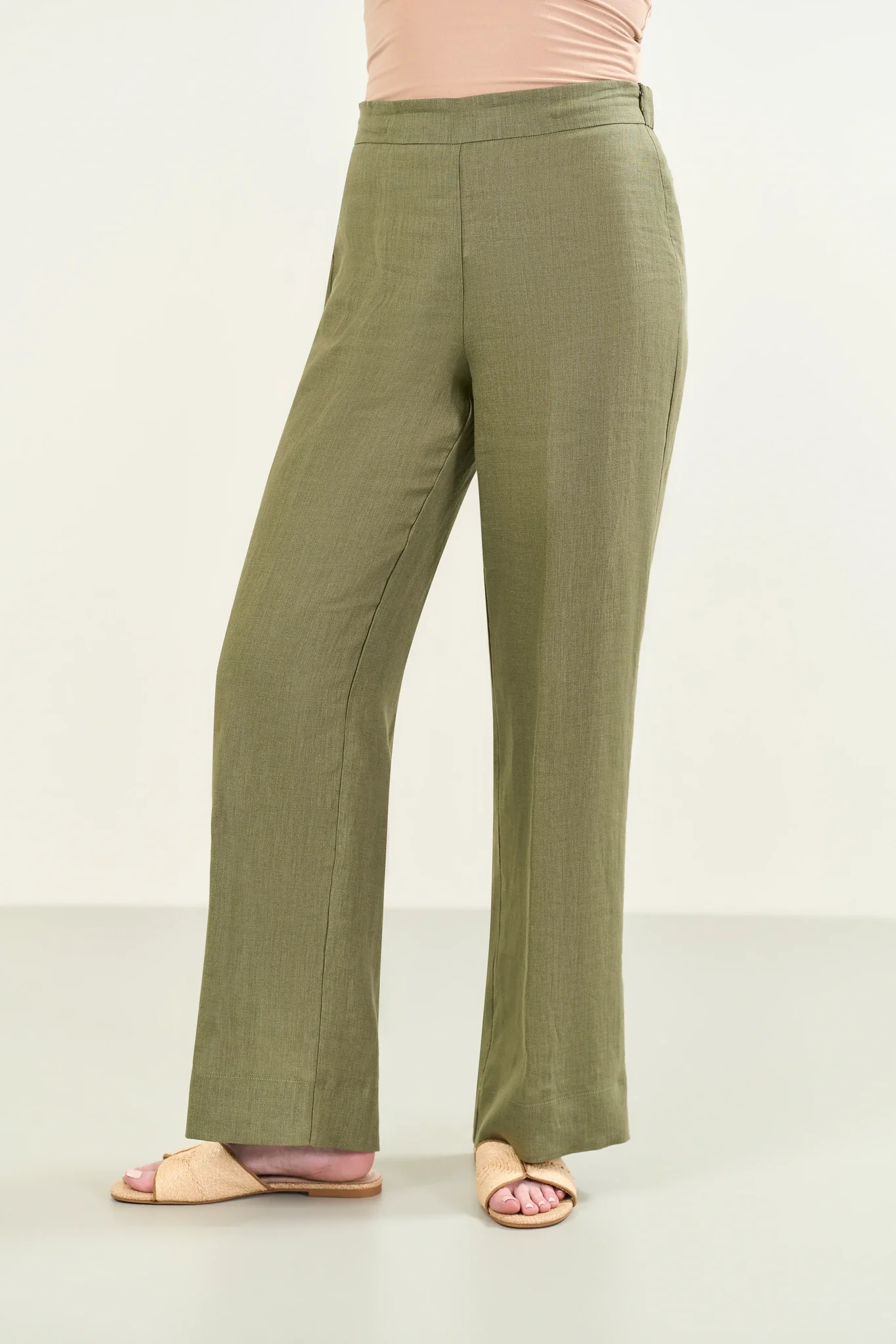 Pantalone verde militare modello palazzo lino - Image 3