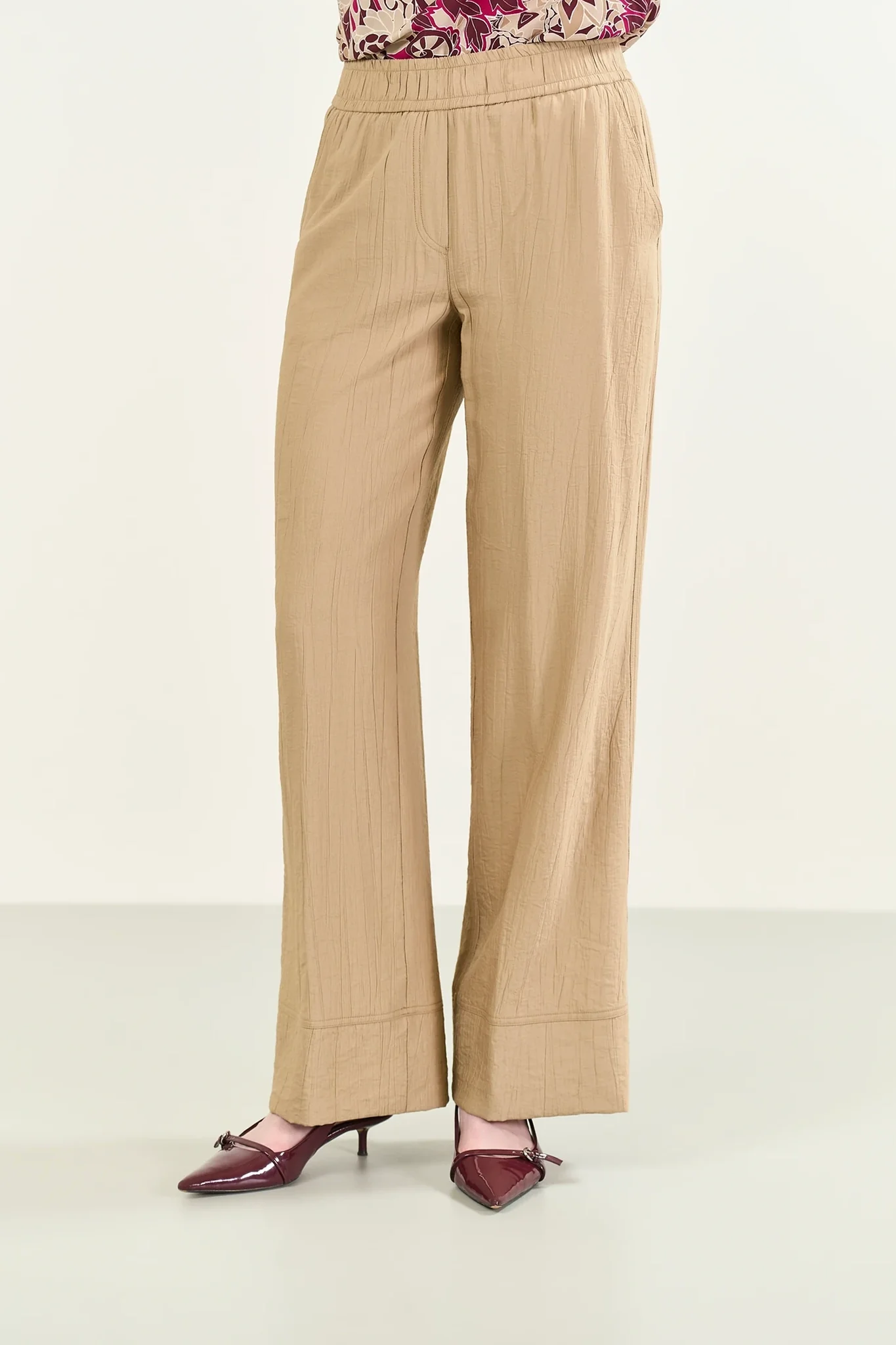Pantalone beige palazzo viscosa stretch