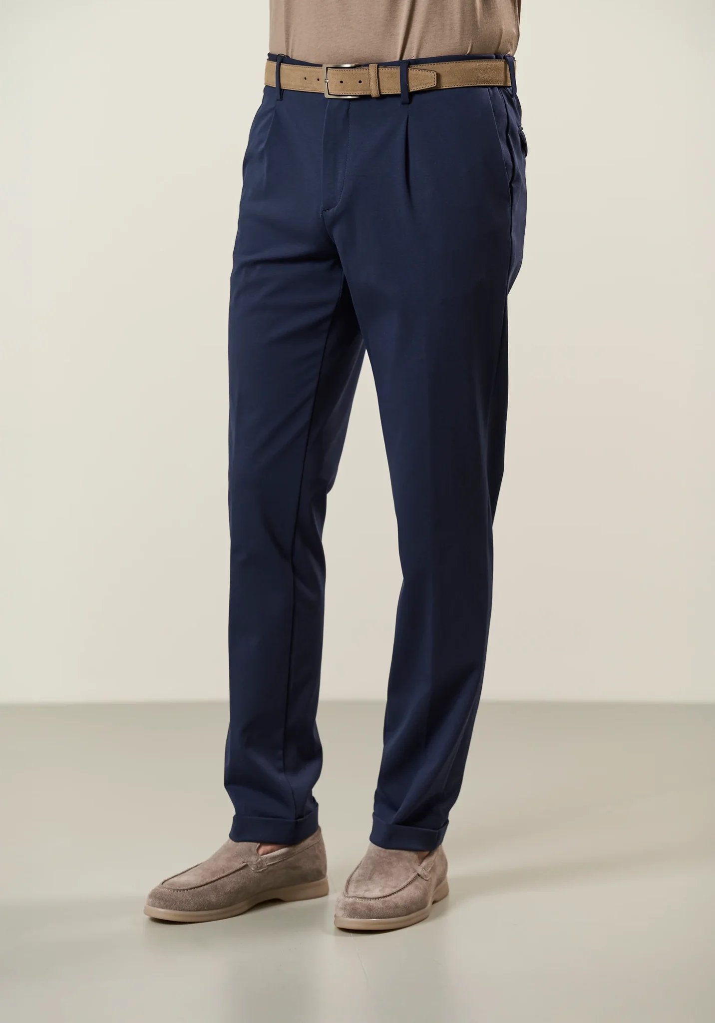 Pantalone blu jersey custom fit