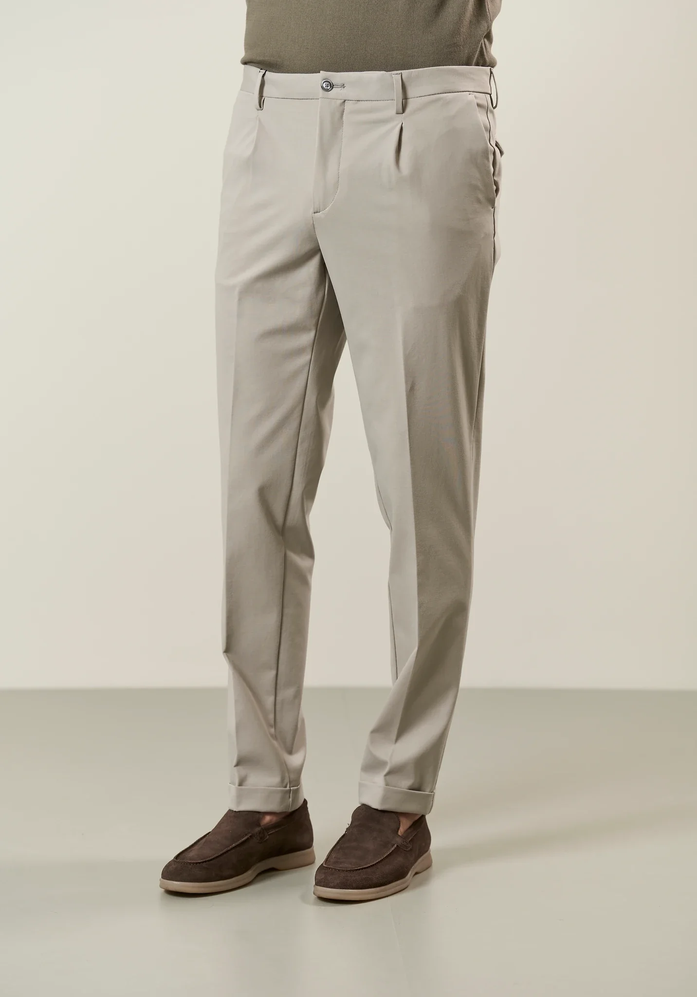Pantalone grigio perla jersey custom fit