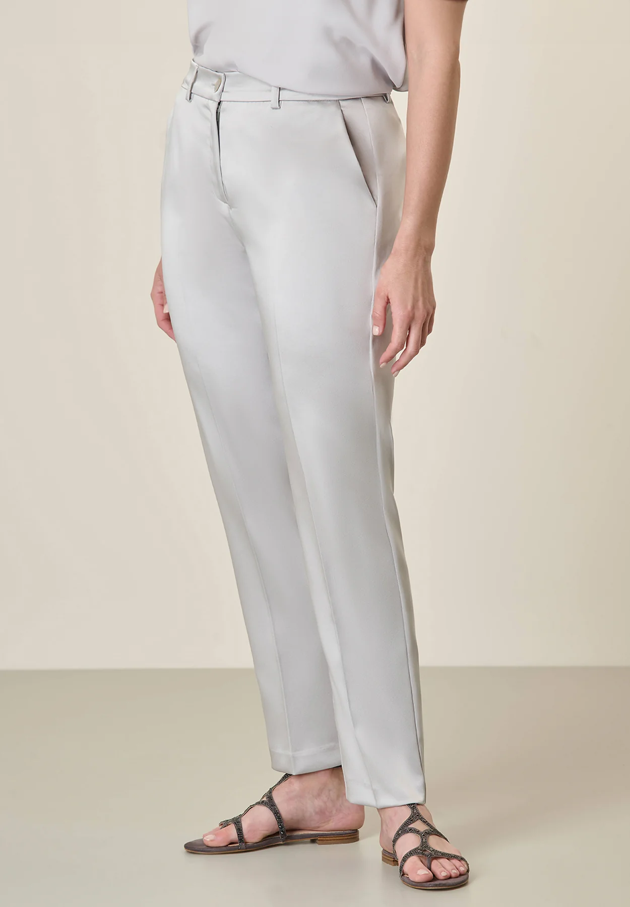 Pantalone raso grigio chiaro