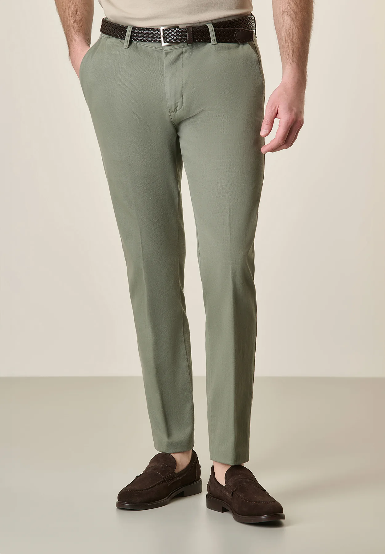 Pantalone salvia cotone stretch slim fit