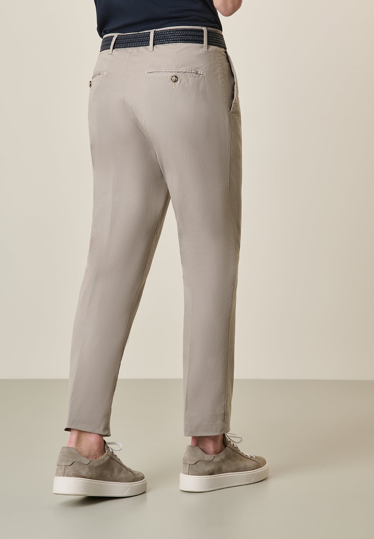 Pantalone beige riga diagonale cotone stretch regular fit - Image 3