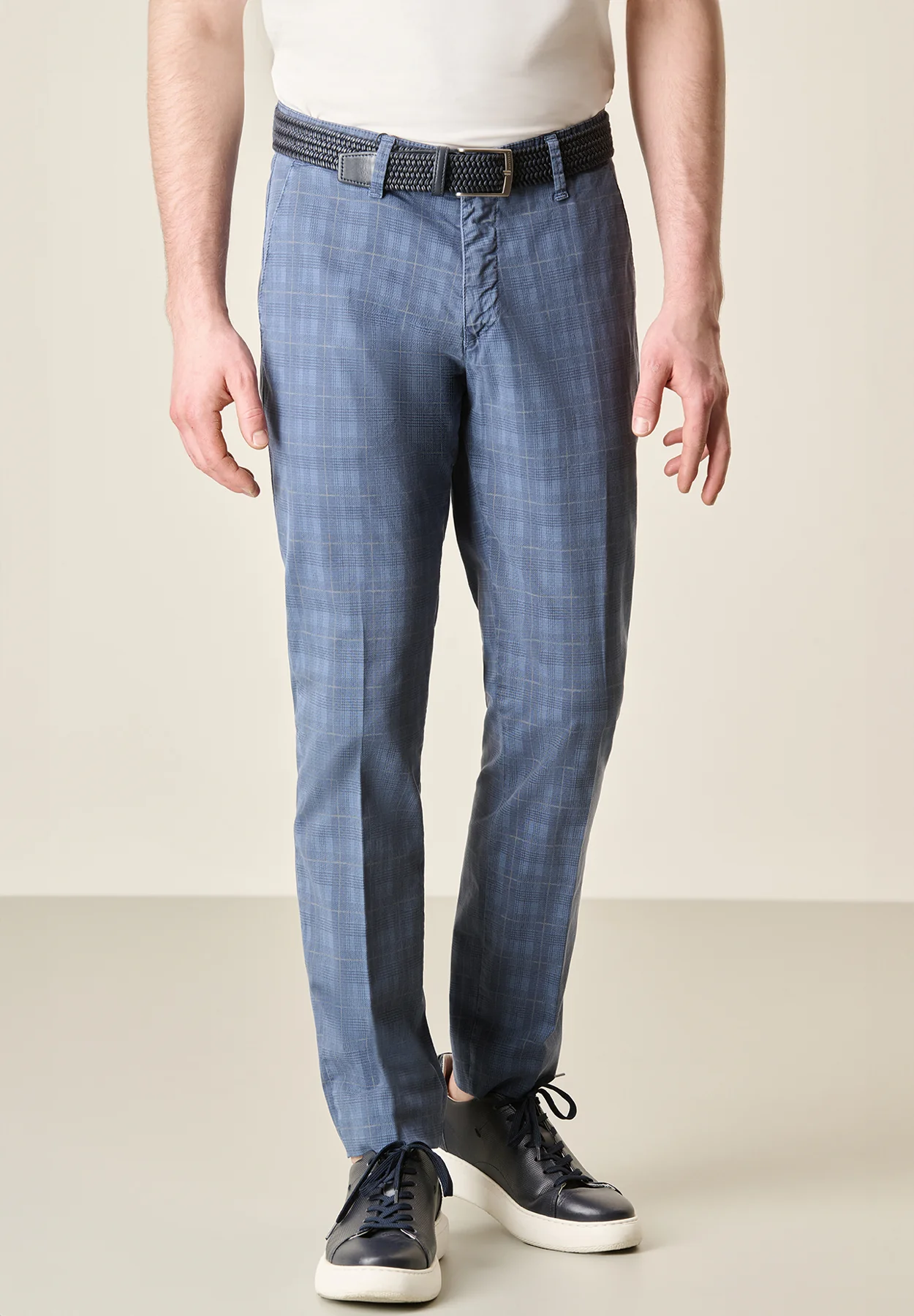 Pantalone avio principe di galles cotone stretch