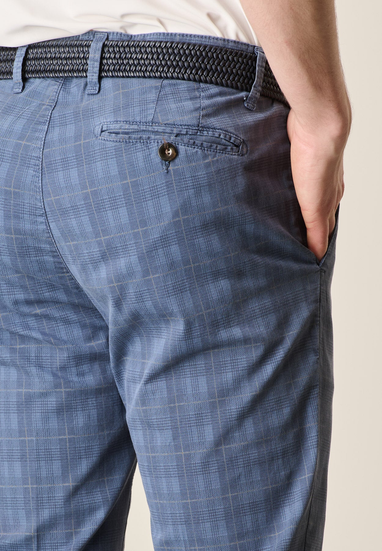 Pantalone avio principe di galles cotone stretch - Image 2