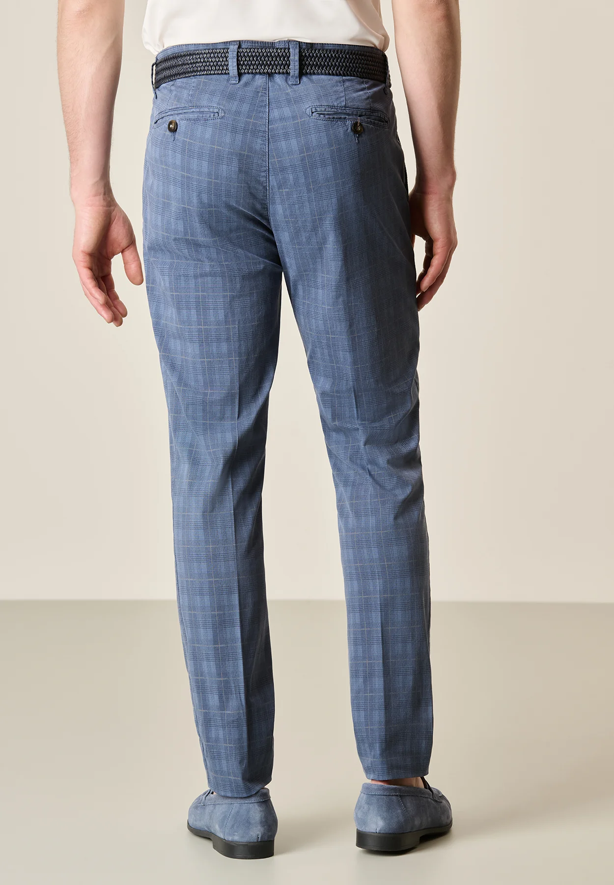 Pantalone avio principe di galles cotone stretch - Image 3