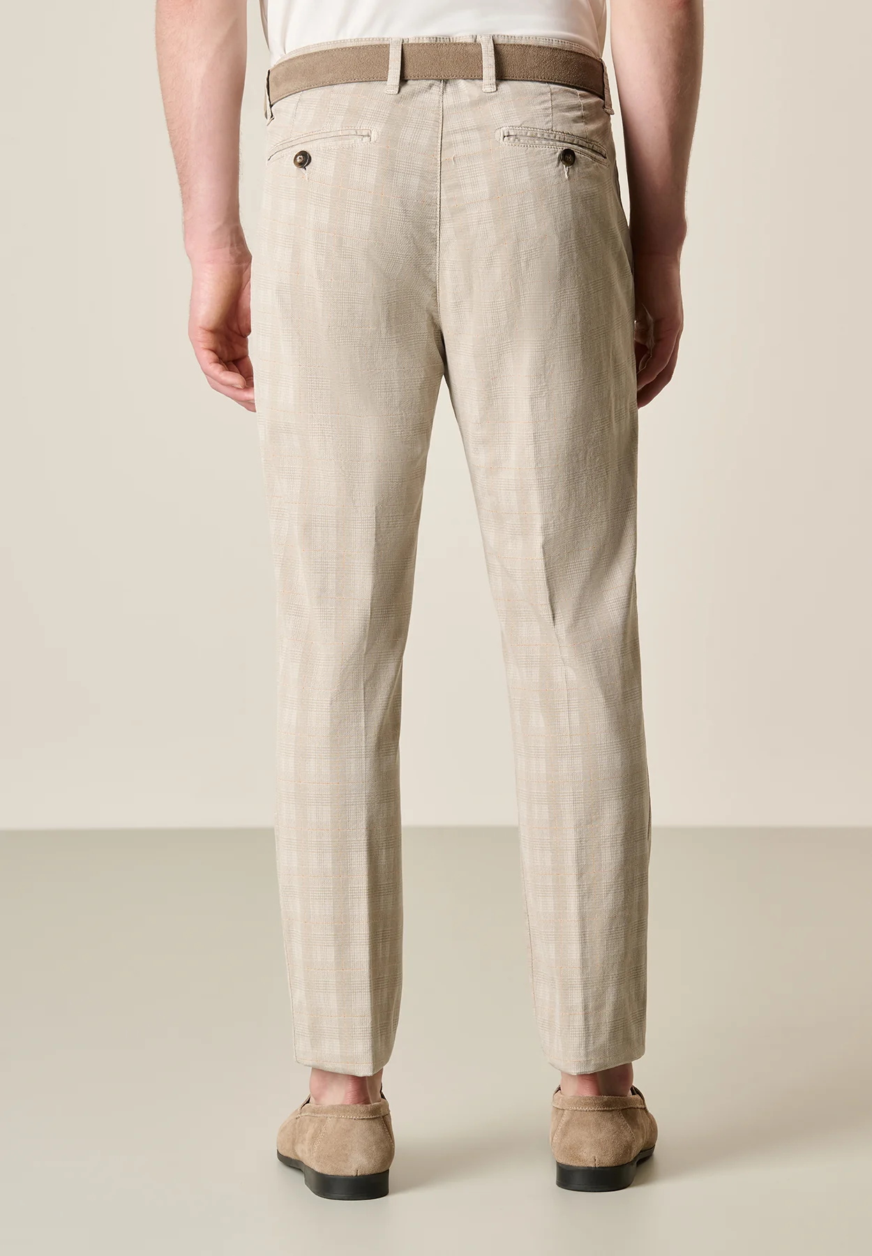 Pantalone beige principe di galles cotone stretch - Image 3