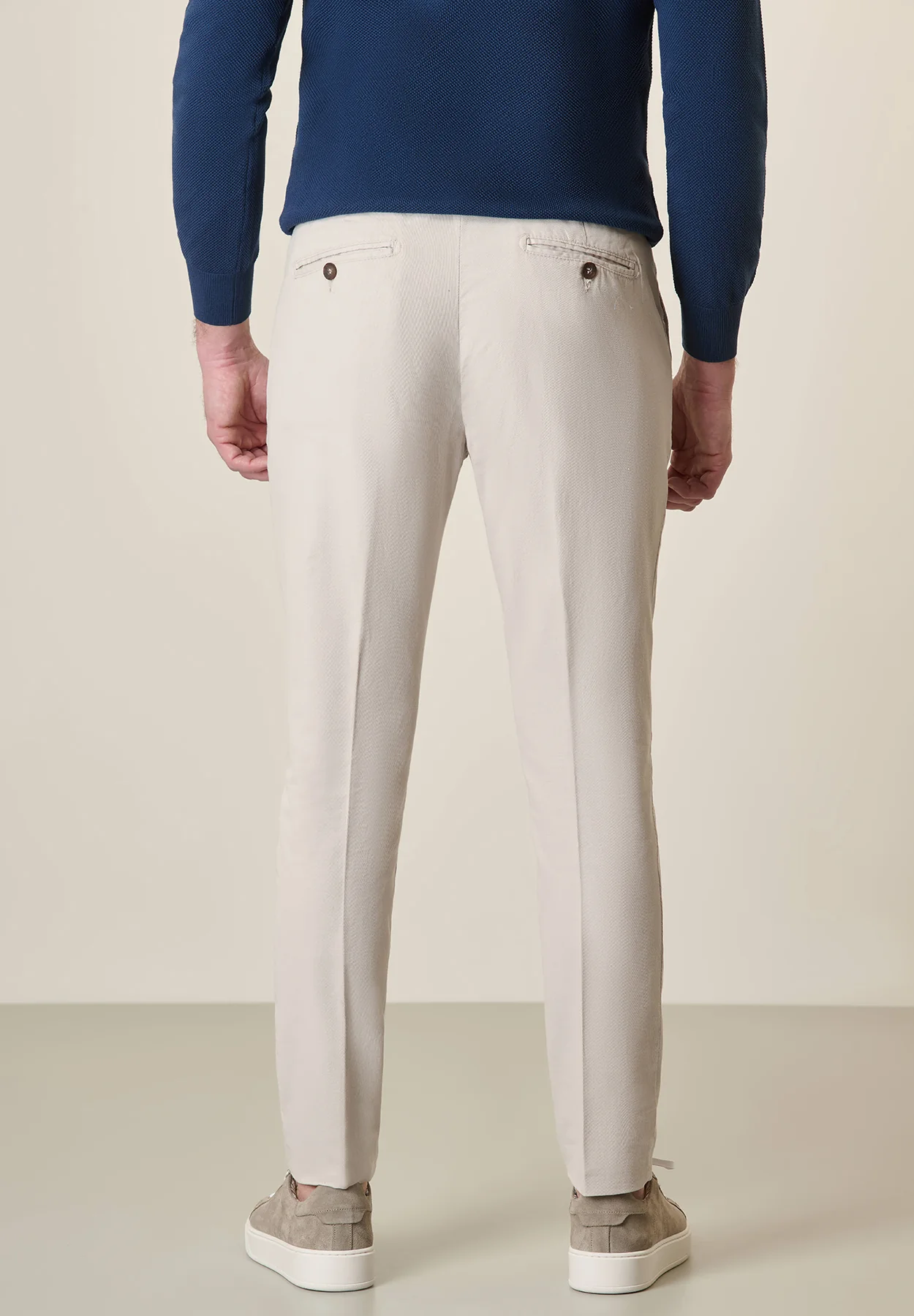 Pantalone beige chiaro misto lino slim fit - Image 3
