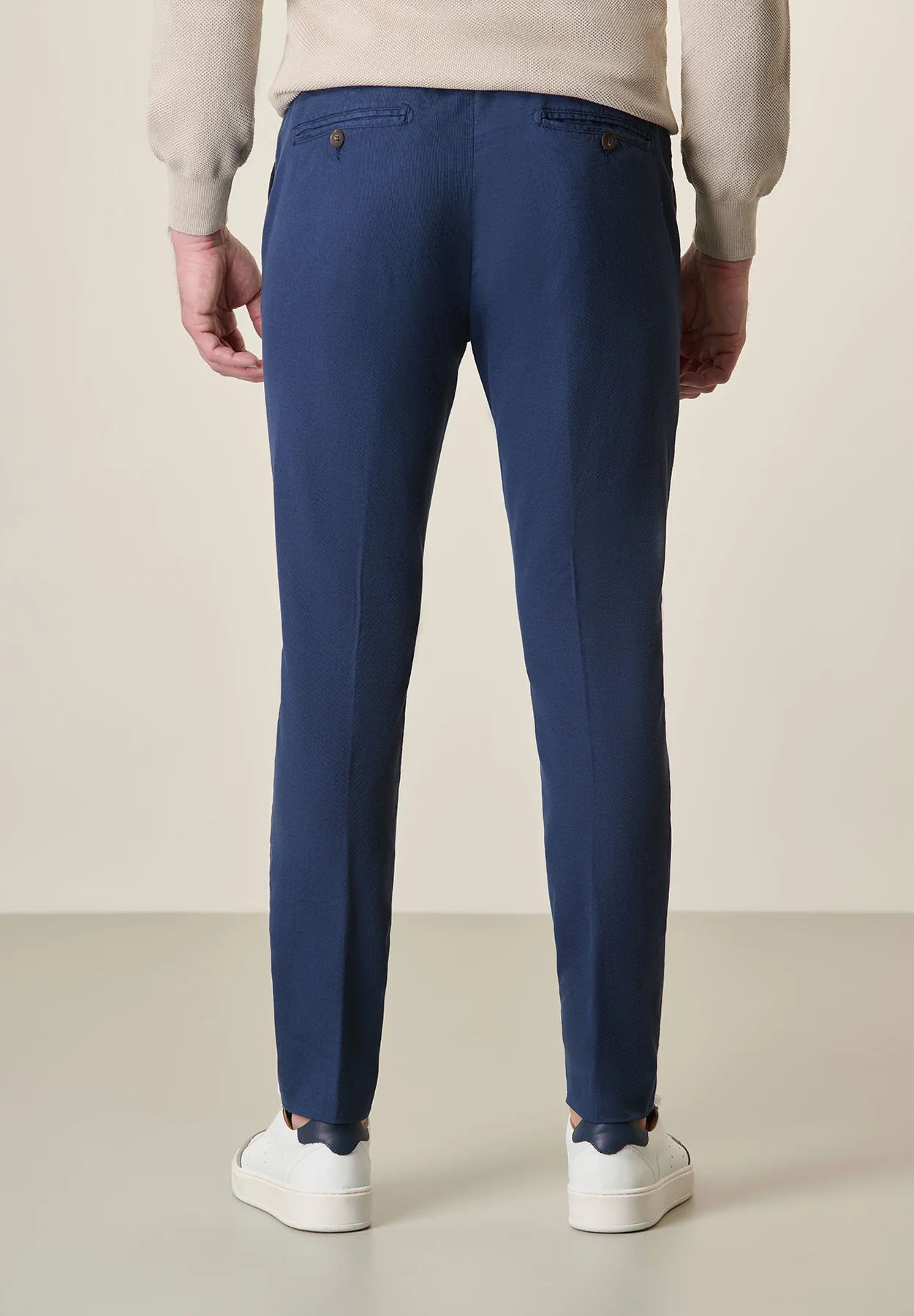 Pantalone blu chiaro misto lino slim fit - Image 3