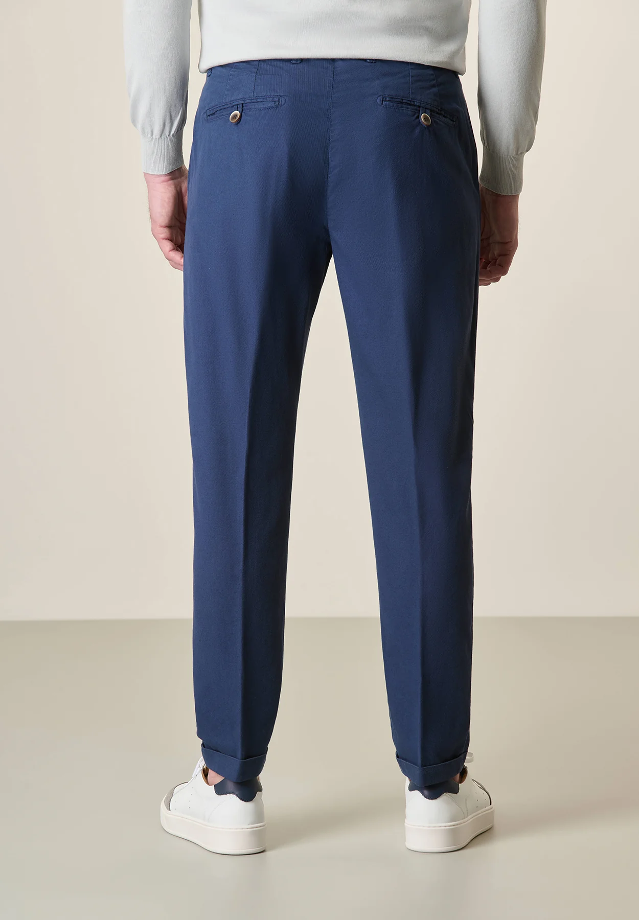 Pantalone bluette cotone-lino stretch slim fit - Image 3