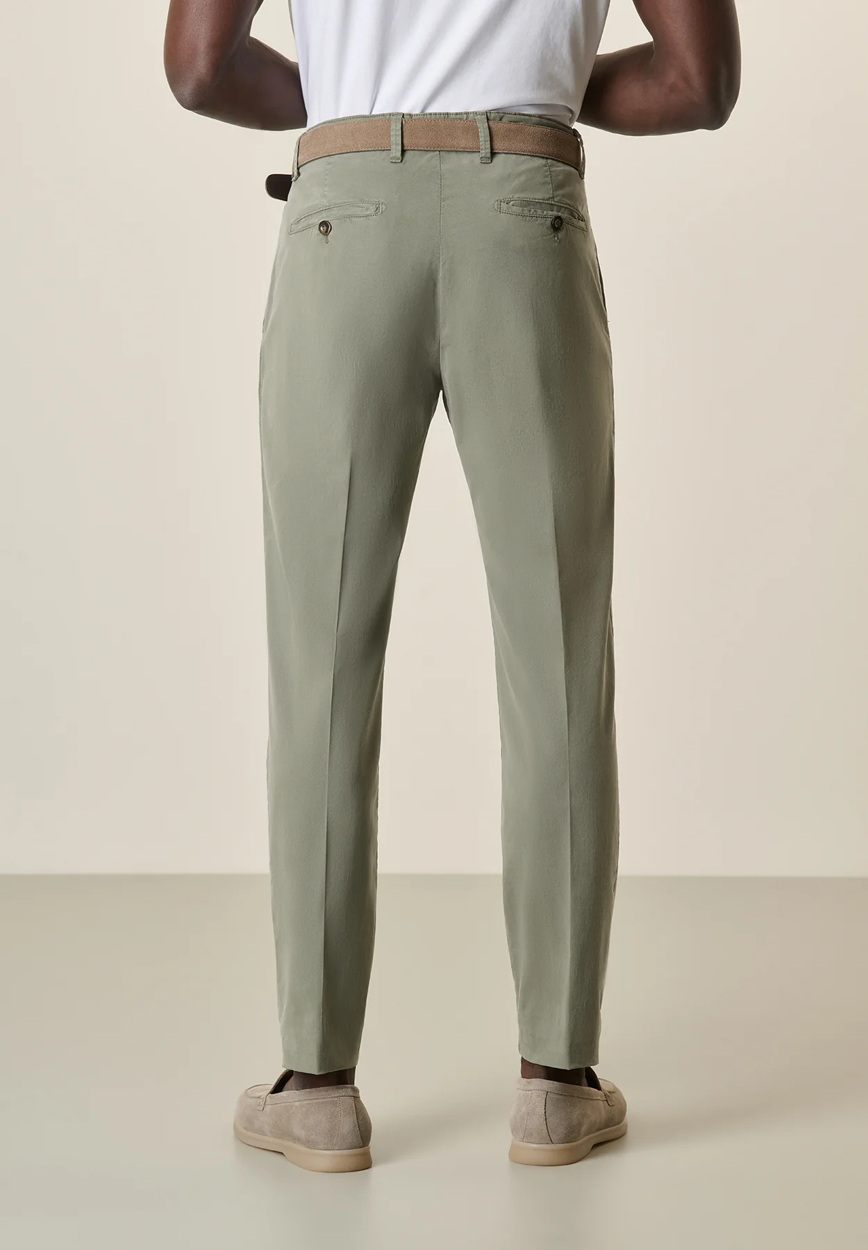 Pantalone verde pinces cotone tencel slim fit - Image 3
