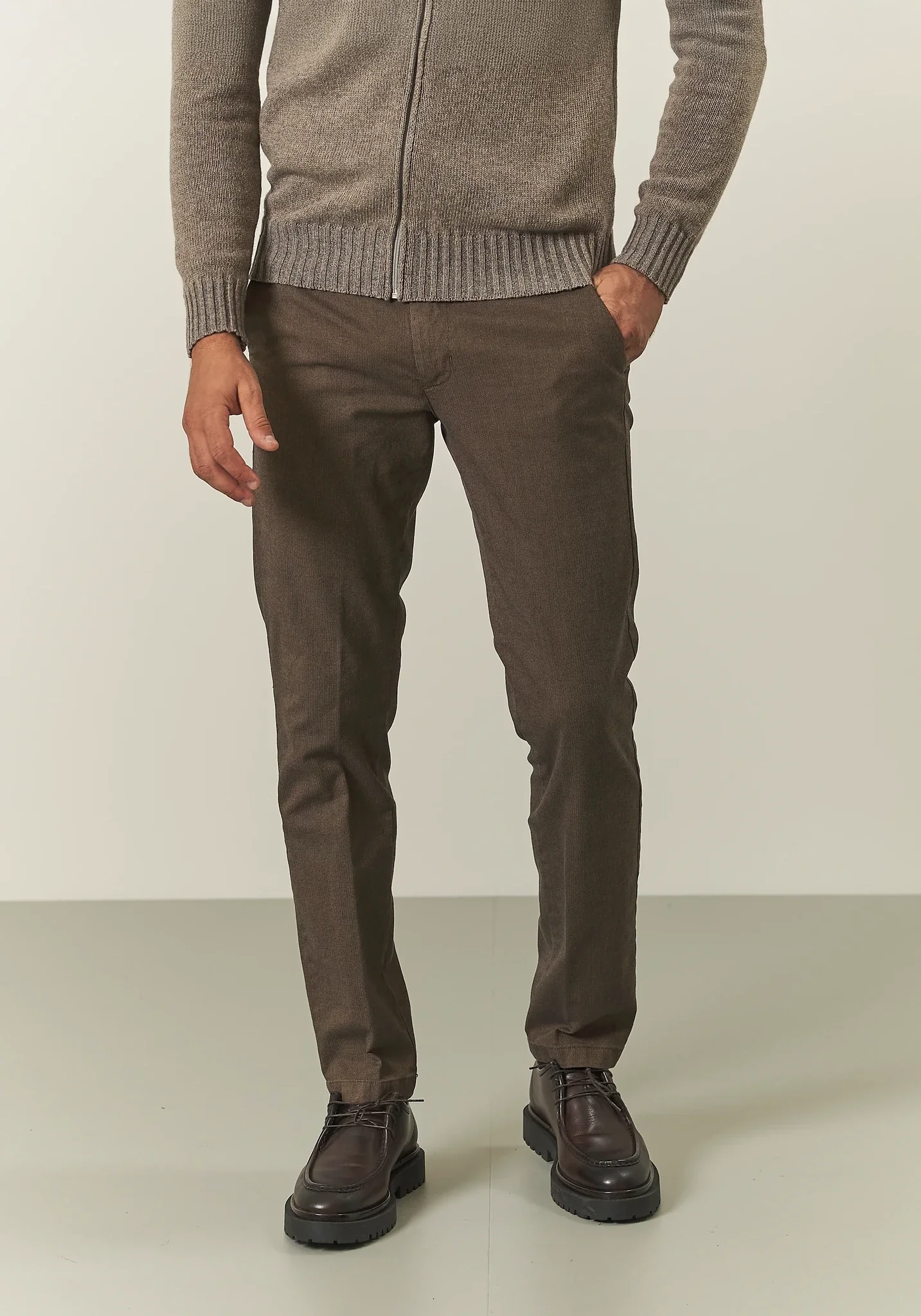 Pantalone marrone resca cotone stretch slim fit