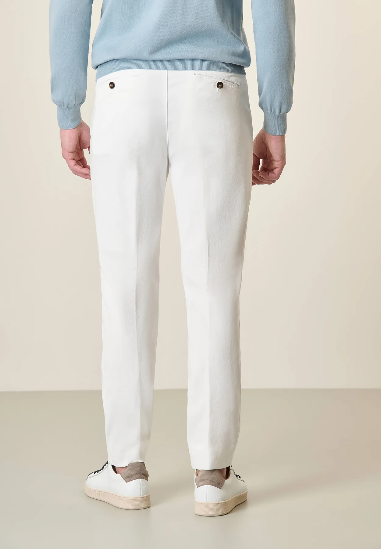 Pantalone bianco cotone tencel stretch slim fit - Image 3