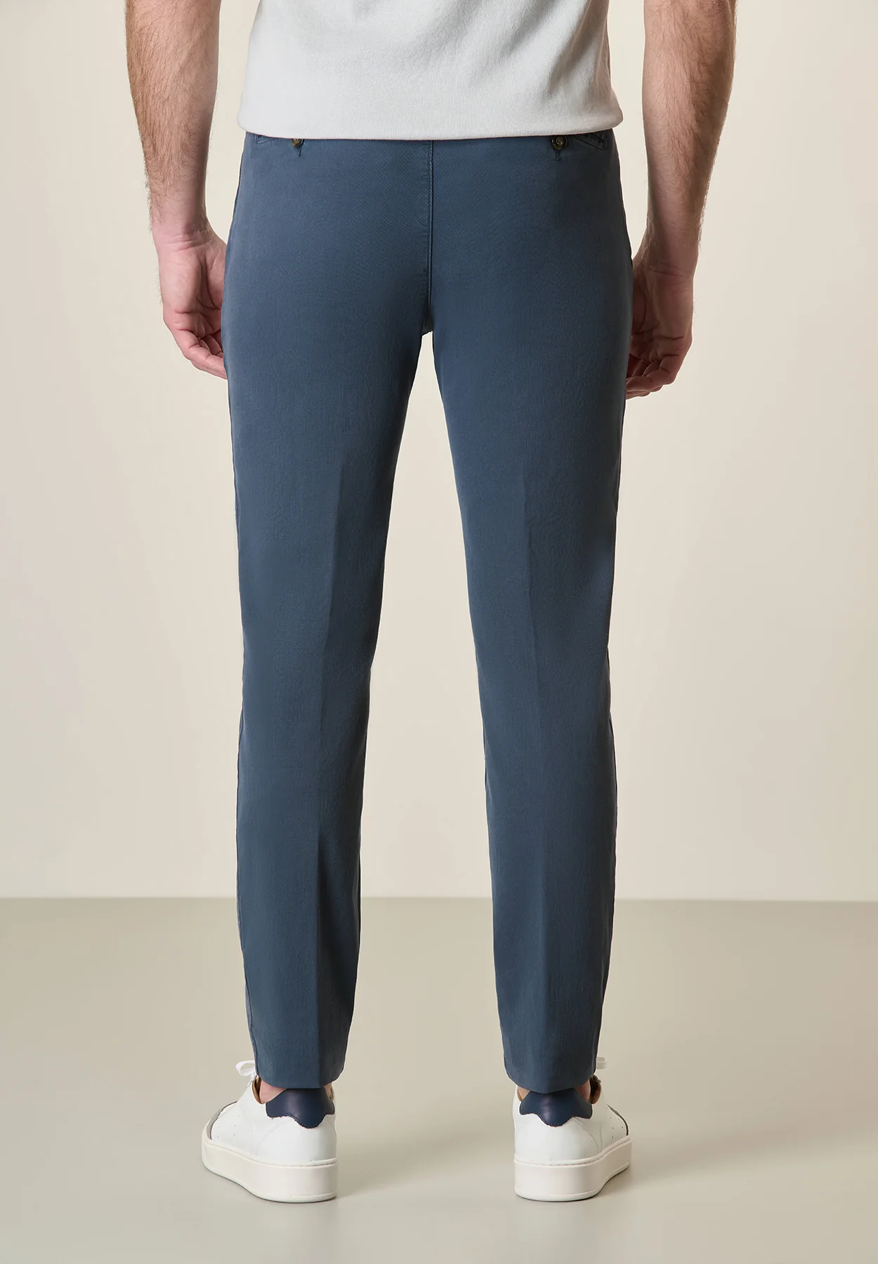 Pantalone blu cotone tencel stretch slim fit - Image 3