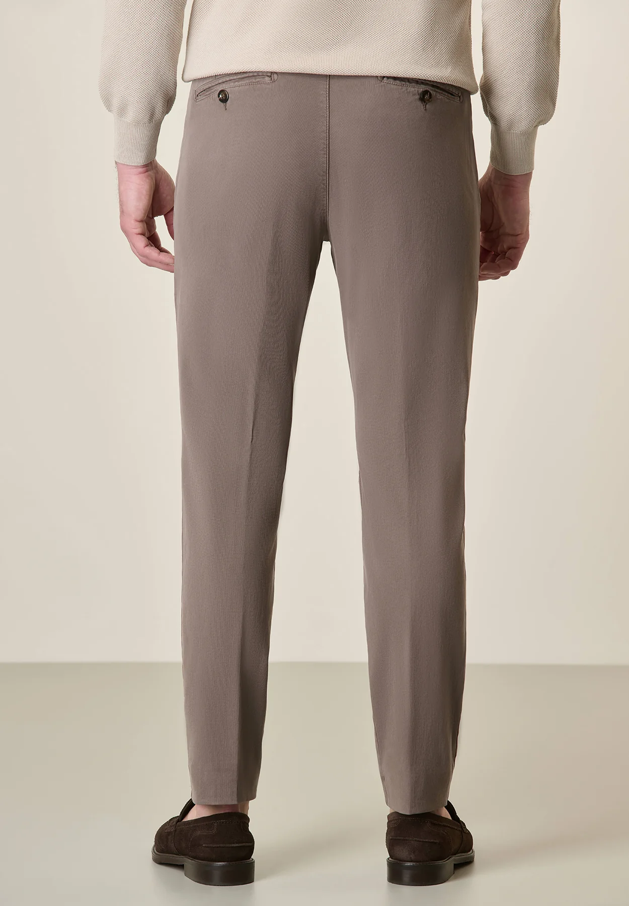 Pantalone marrone cotone tencel stretch slim fit - Image 3