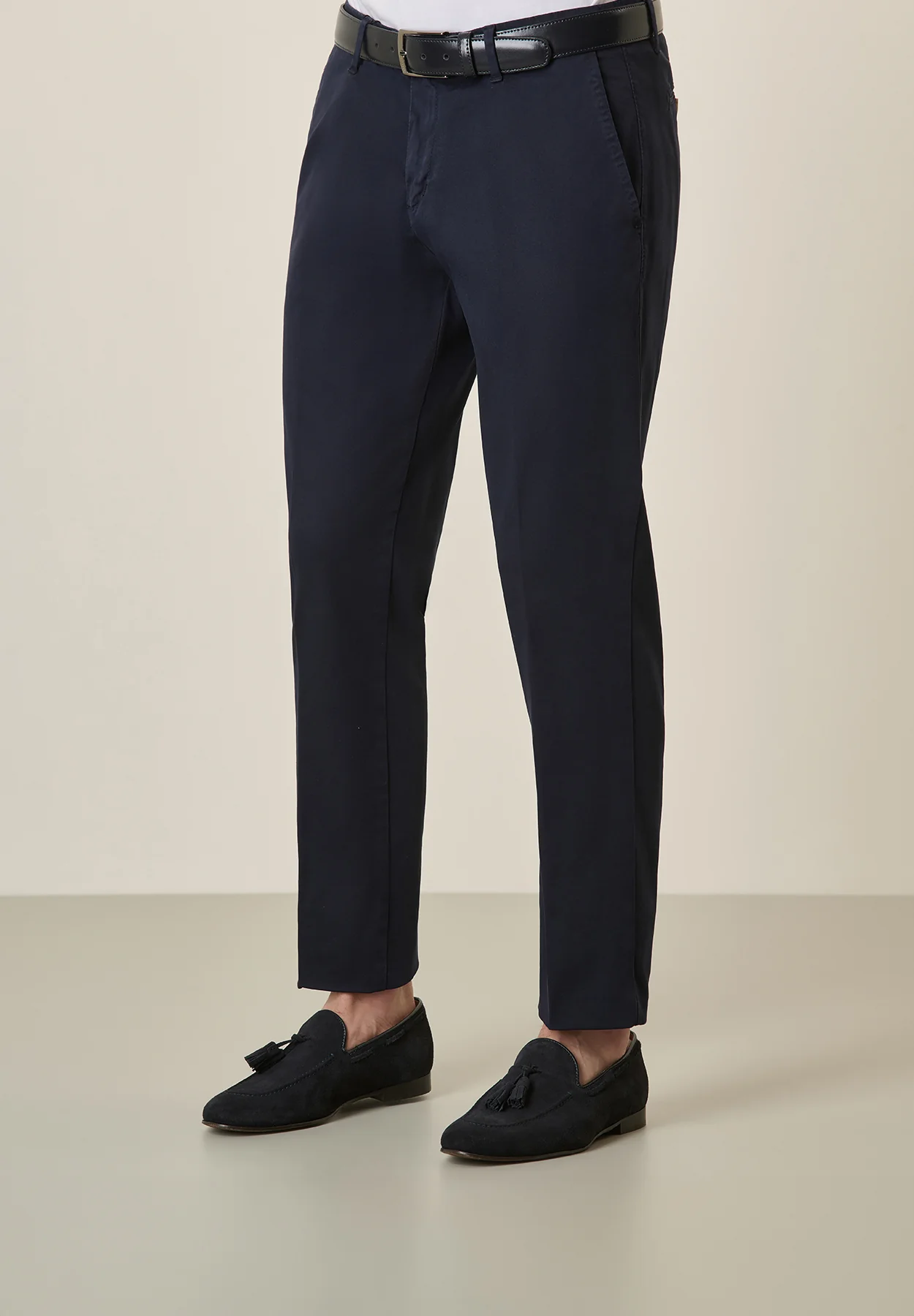 Pantalone blu cotone tricotina regular fit