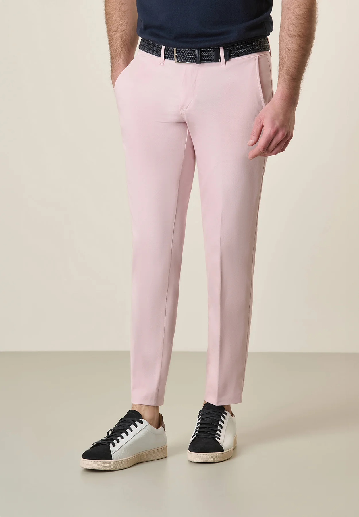 Pantalone rosa tricotina cotone stretch slim fit