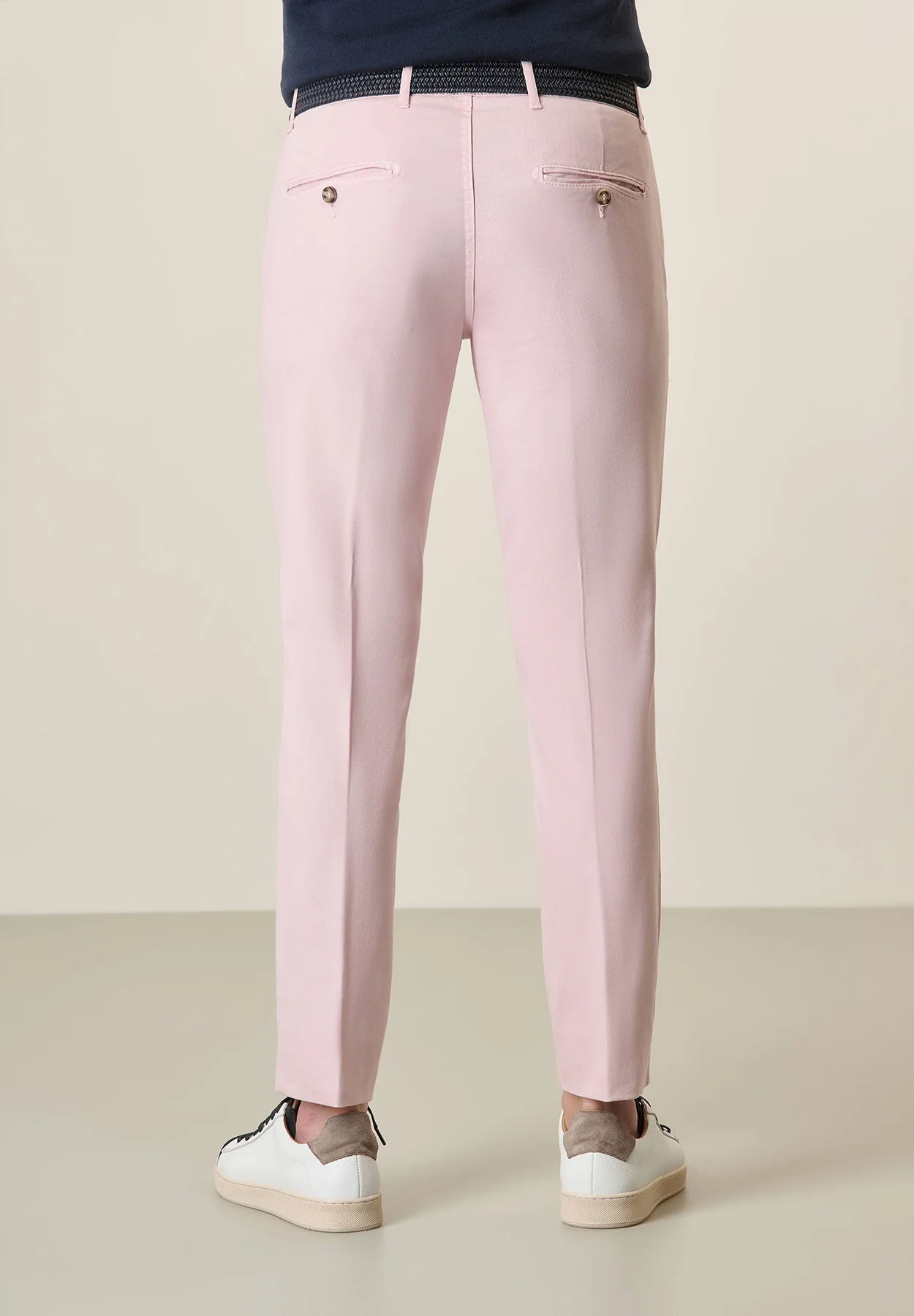 Pantalone rosa tricotina cotone stretch slim fit - Image 3