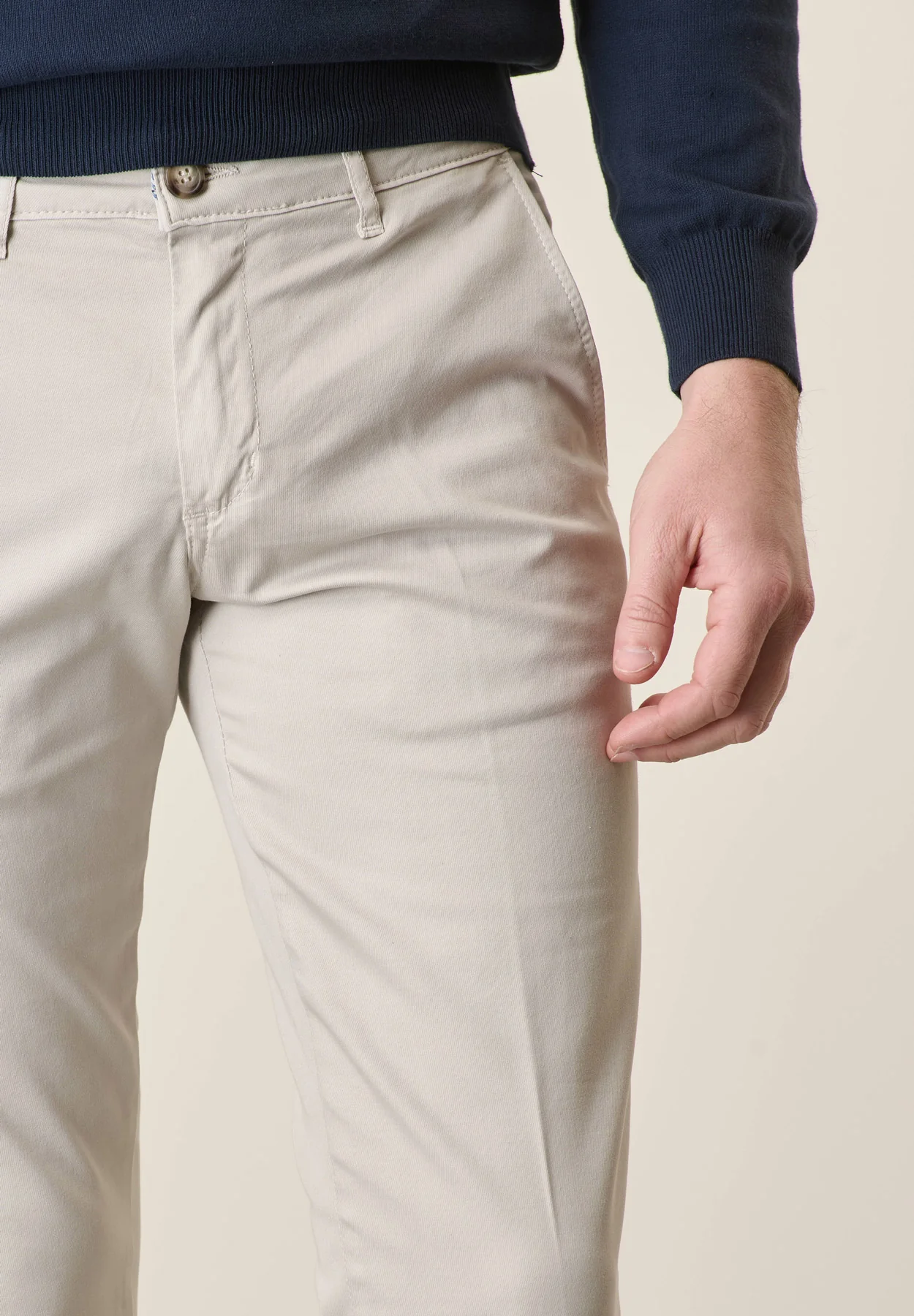 Pantalone ghiaccio tricotina cotone stretch slim fit - Image 2