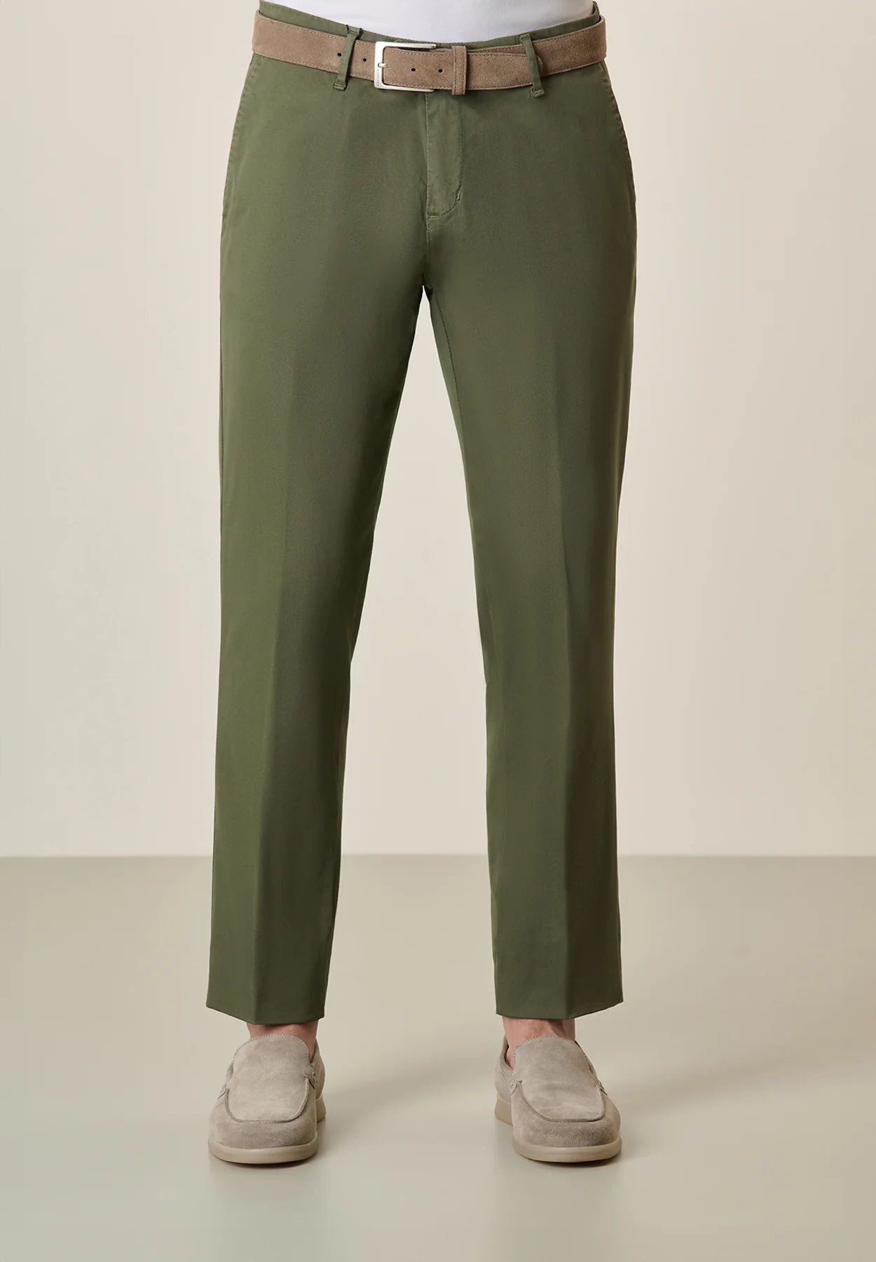 Pantalone verde militare cotone tricotina regular fit