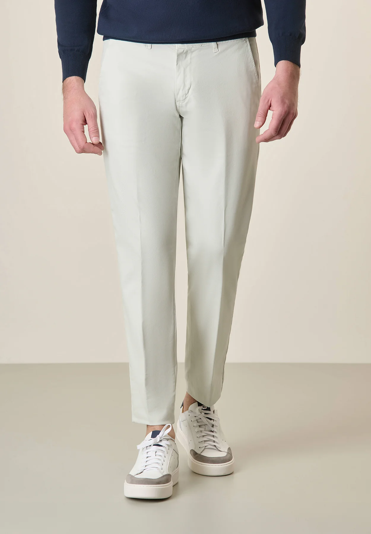 Pantalone verde acqua tricotina cotone stretch slim fit