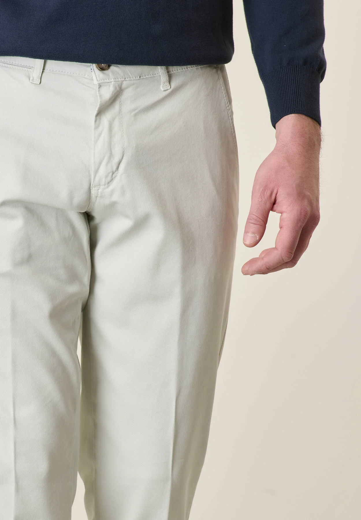 Pantalone verde acqua tricotina cotone stretch slim fit - Image 2