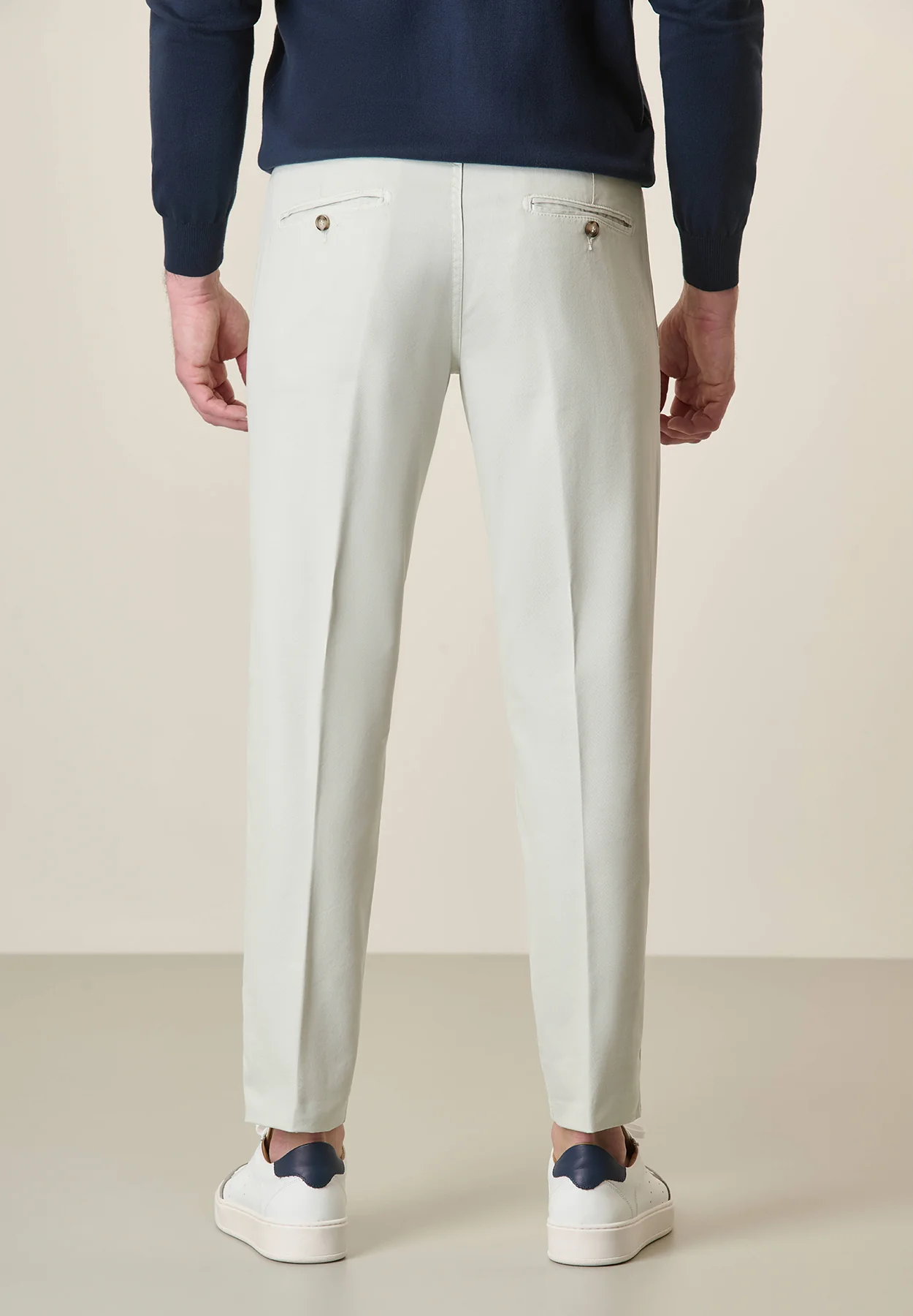 Pantalone verde acqua tricotina cotone stretch slim fit - Image 3