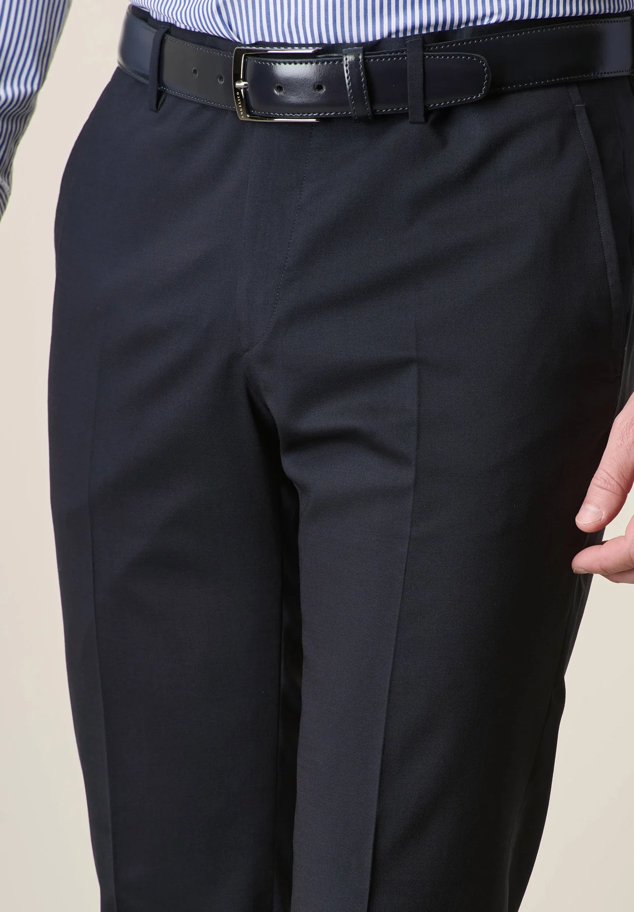 Pantalone blu notte lana vergine custom fit - Image 2