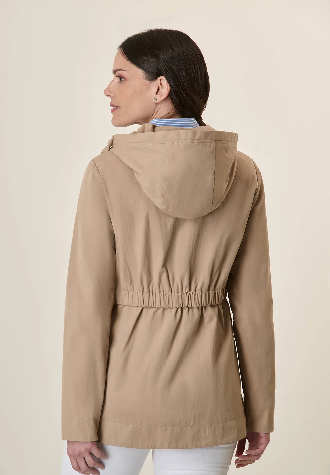 Parka beige misto cotone cappuccio - Image 3