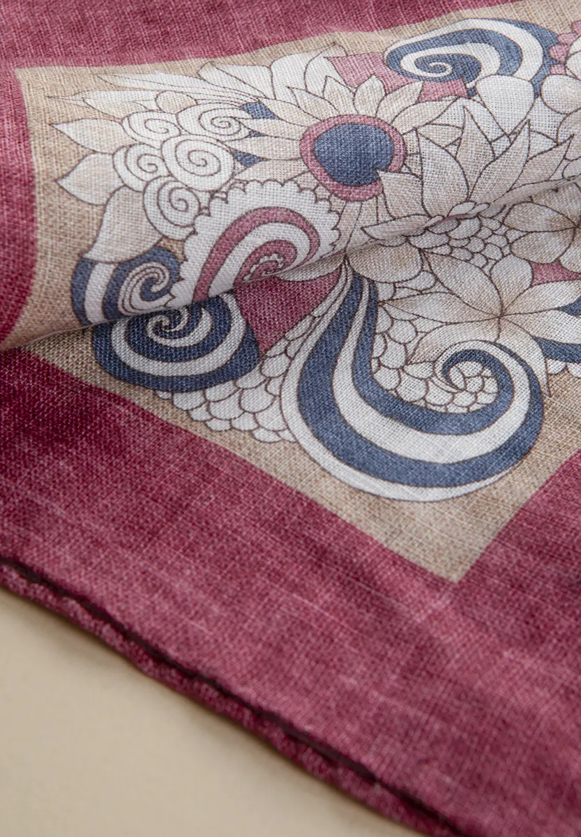 Pochette rosso fragola fantasia lino - Image 2