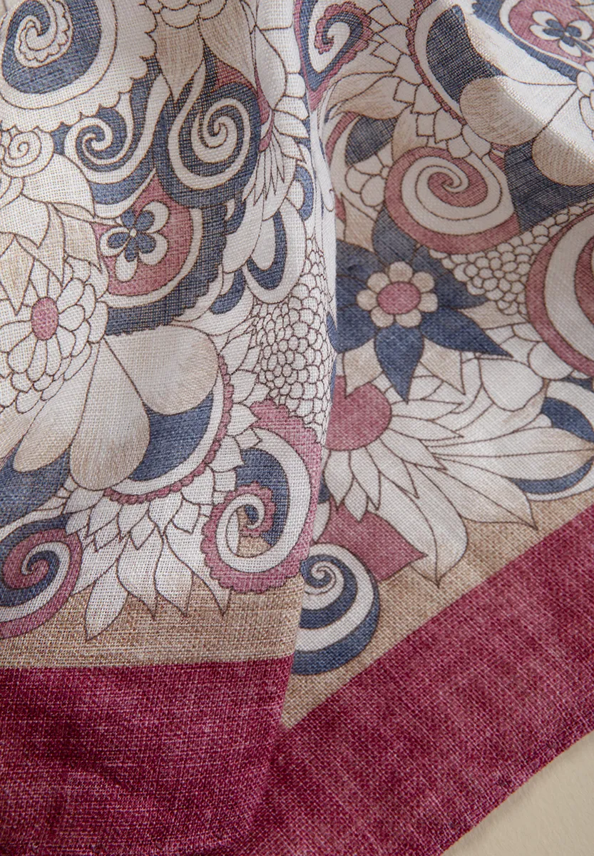 Pochette rosso fragola fantasia lino - Image 3