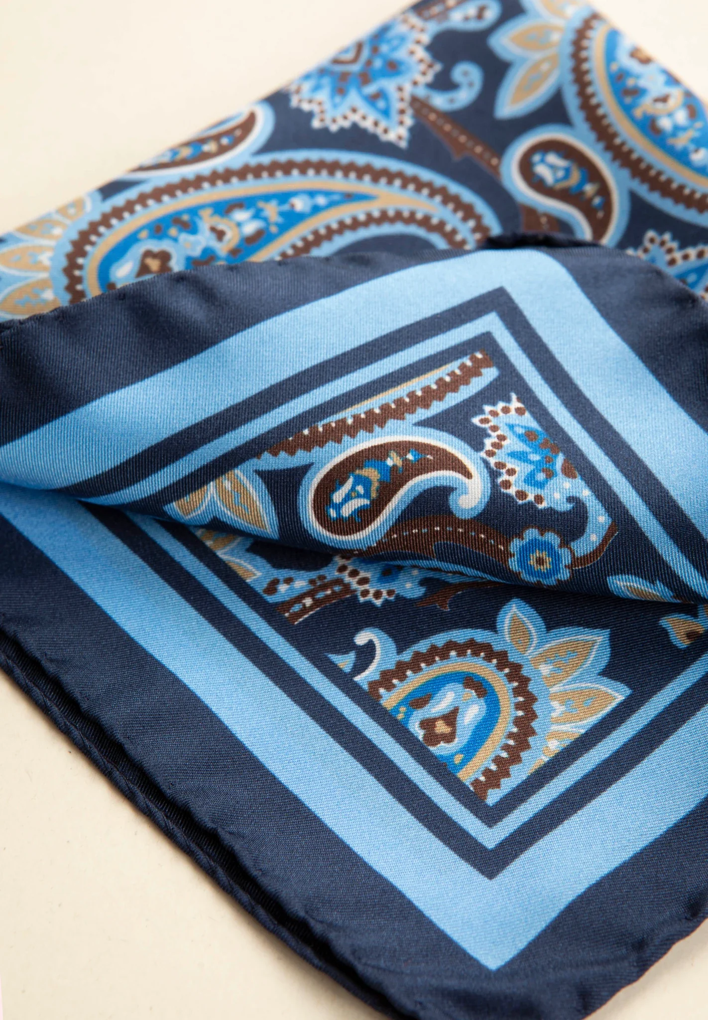 Pochette blu greche motivo paisley azzurre seta - Image 2