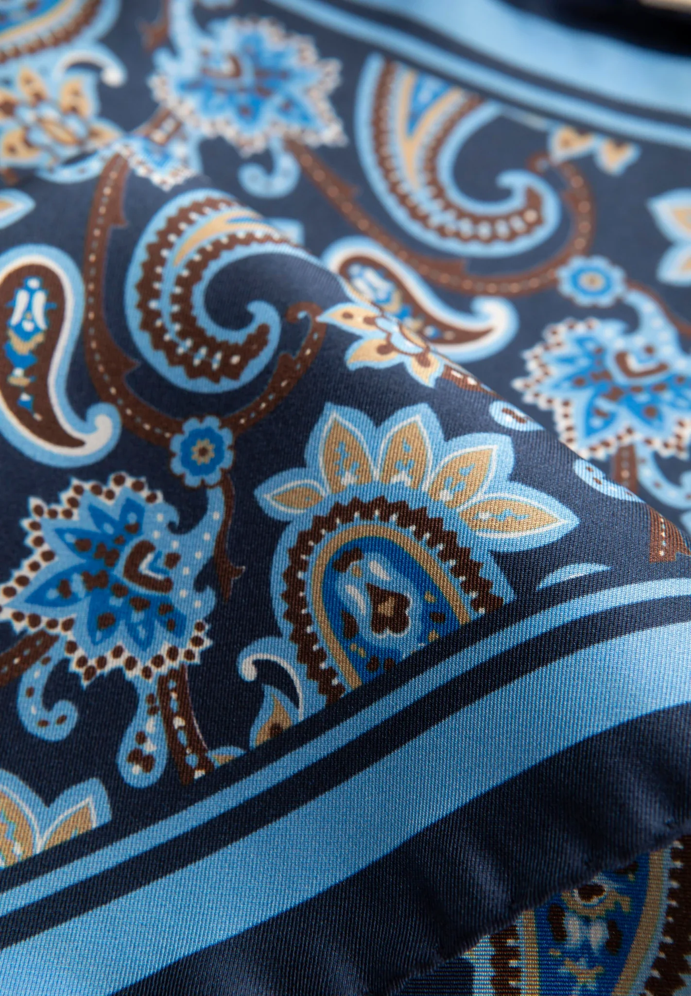 Pochette blu greche motivo paisley azzurre seta - Image 3