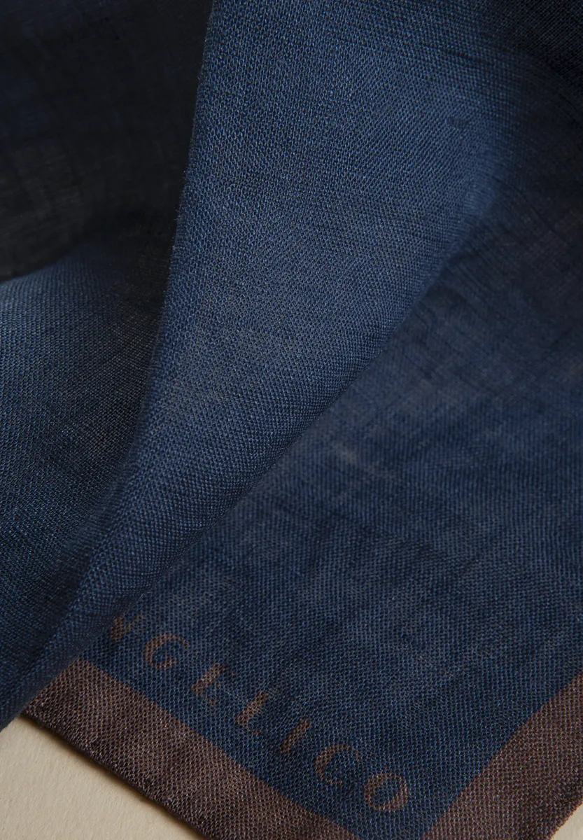 Pochette blu con bordo moro lino - Image 3