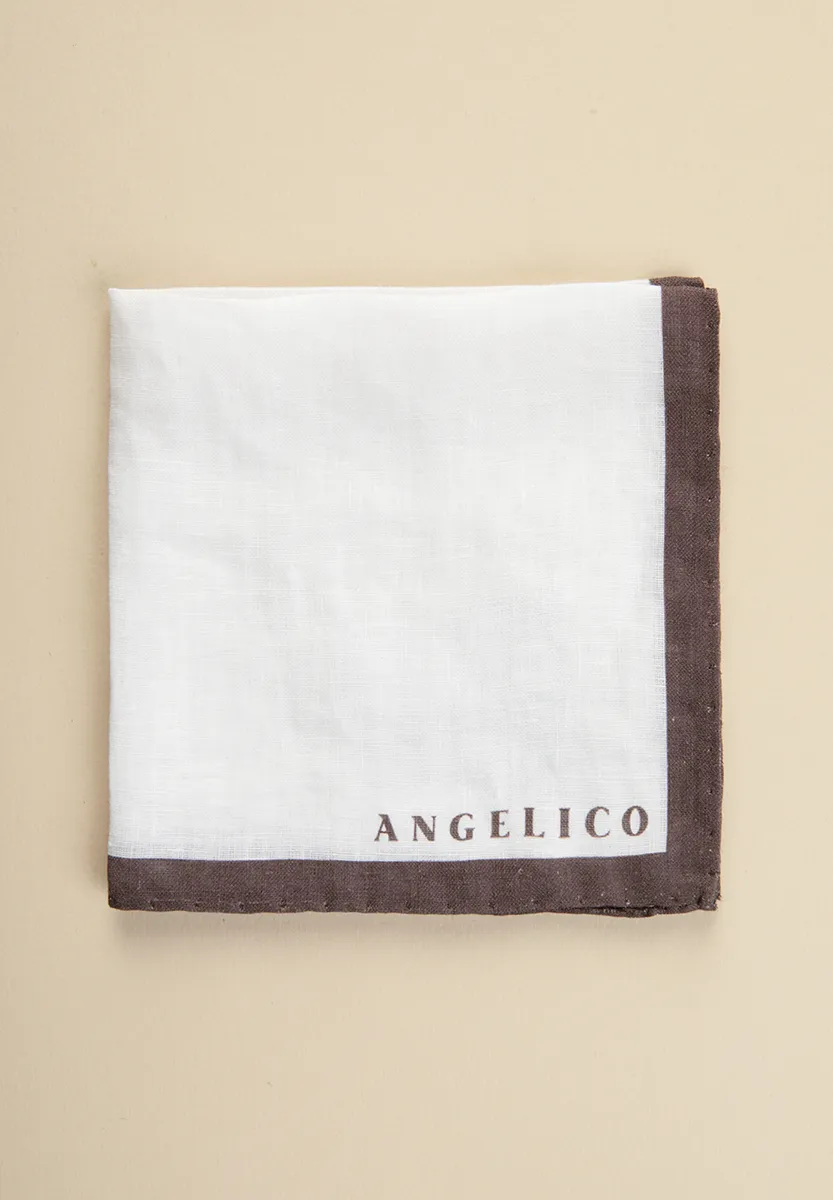 Pochette bianca con bordo moro lino