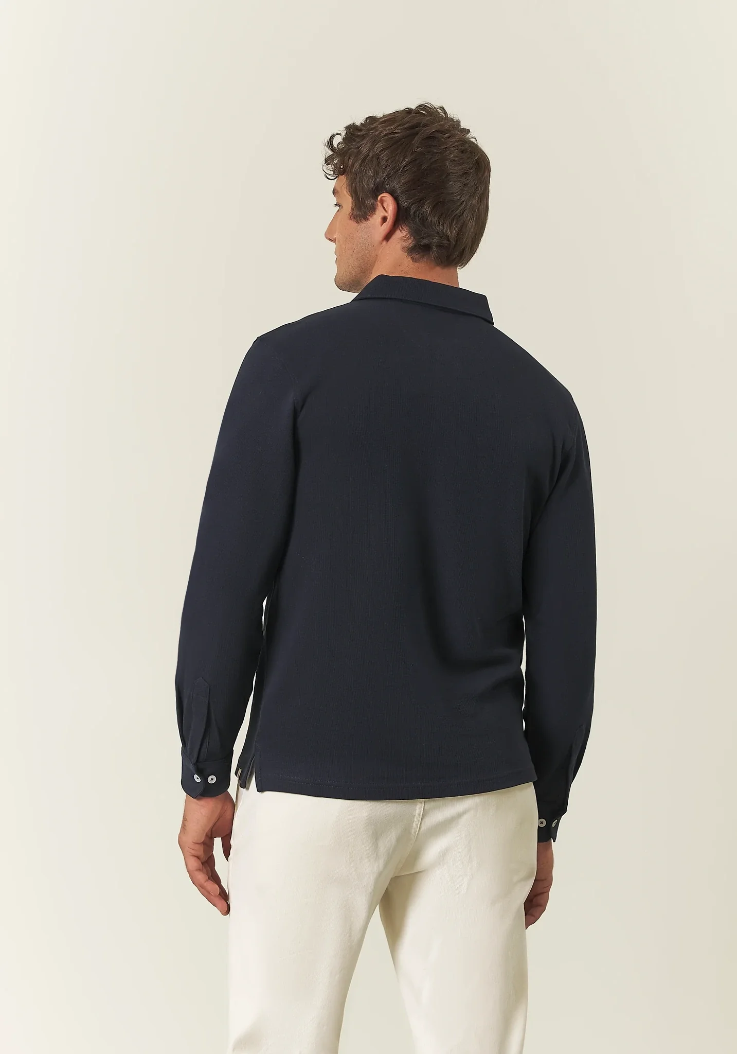 Polo piquet blu caldo cotone - Image 4