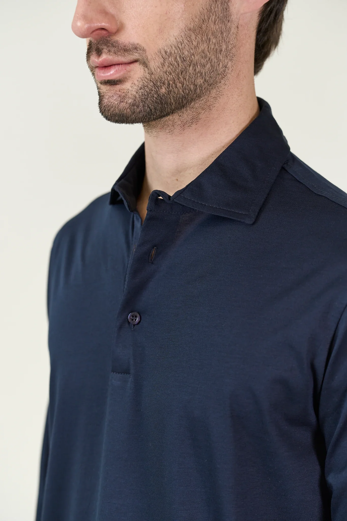 Polo camicia blu jersey - Image 3