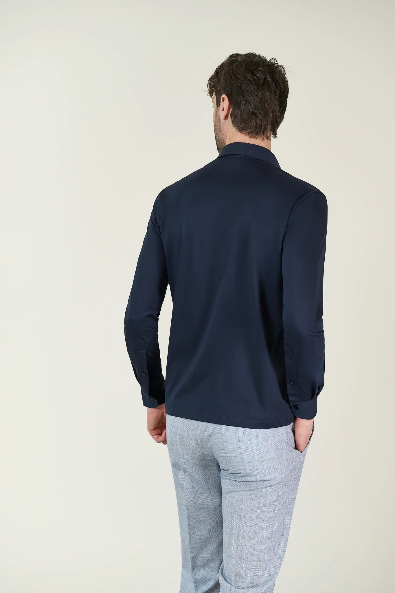 Polo camicia blu jersey - Image 4