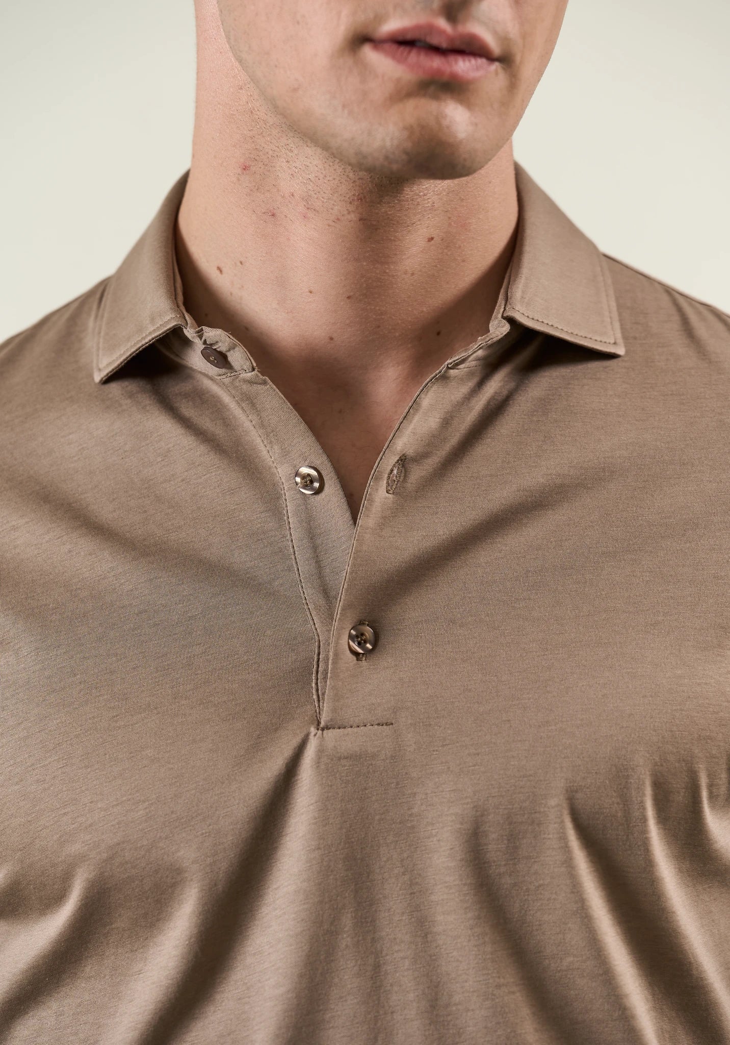 Polo camicia beige jersey - Image 2