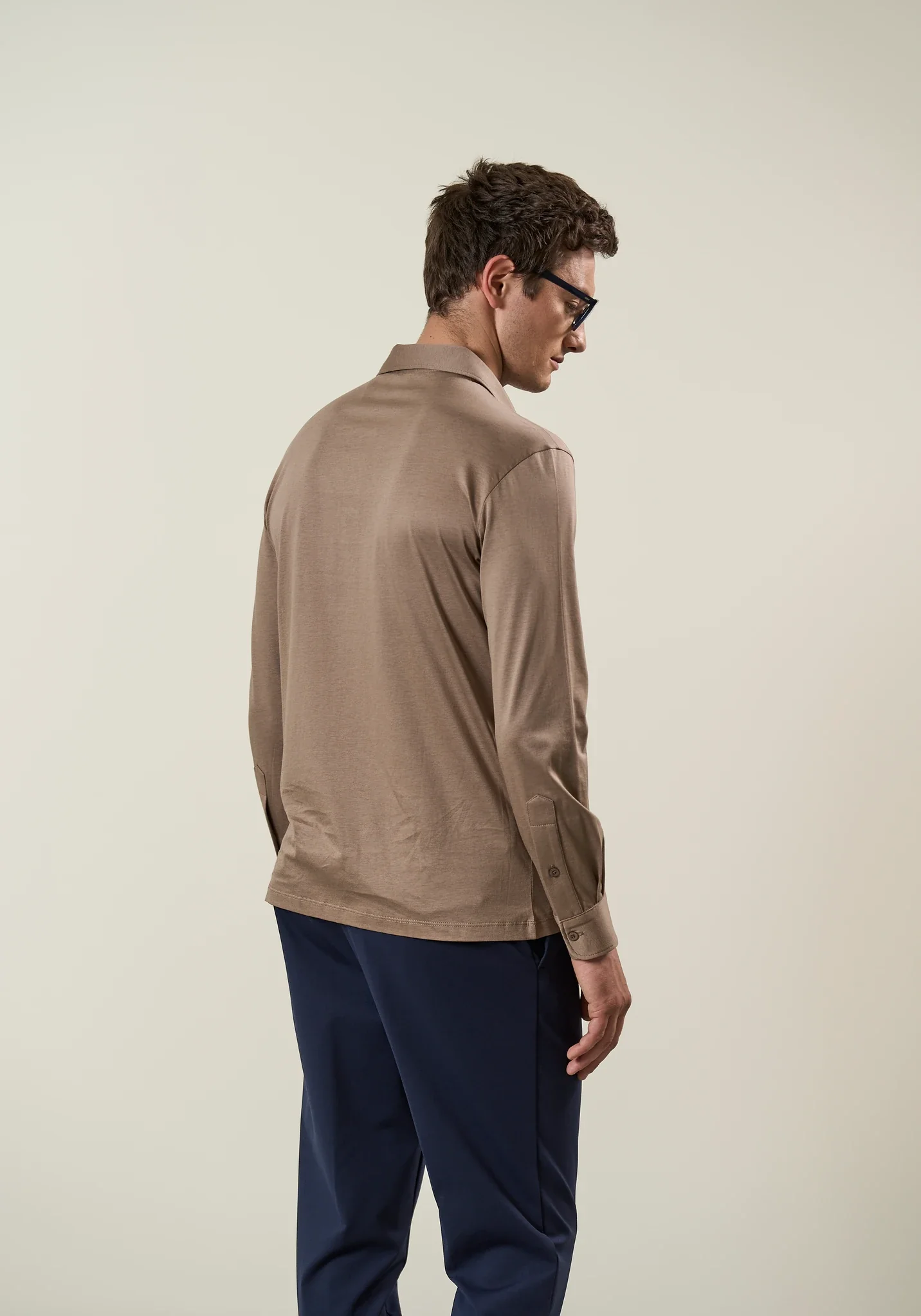 Polo camicia beige jersey - Image 5