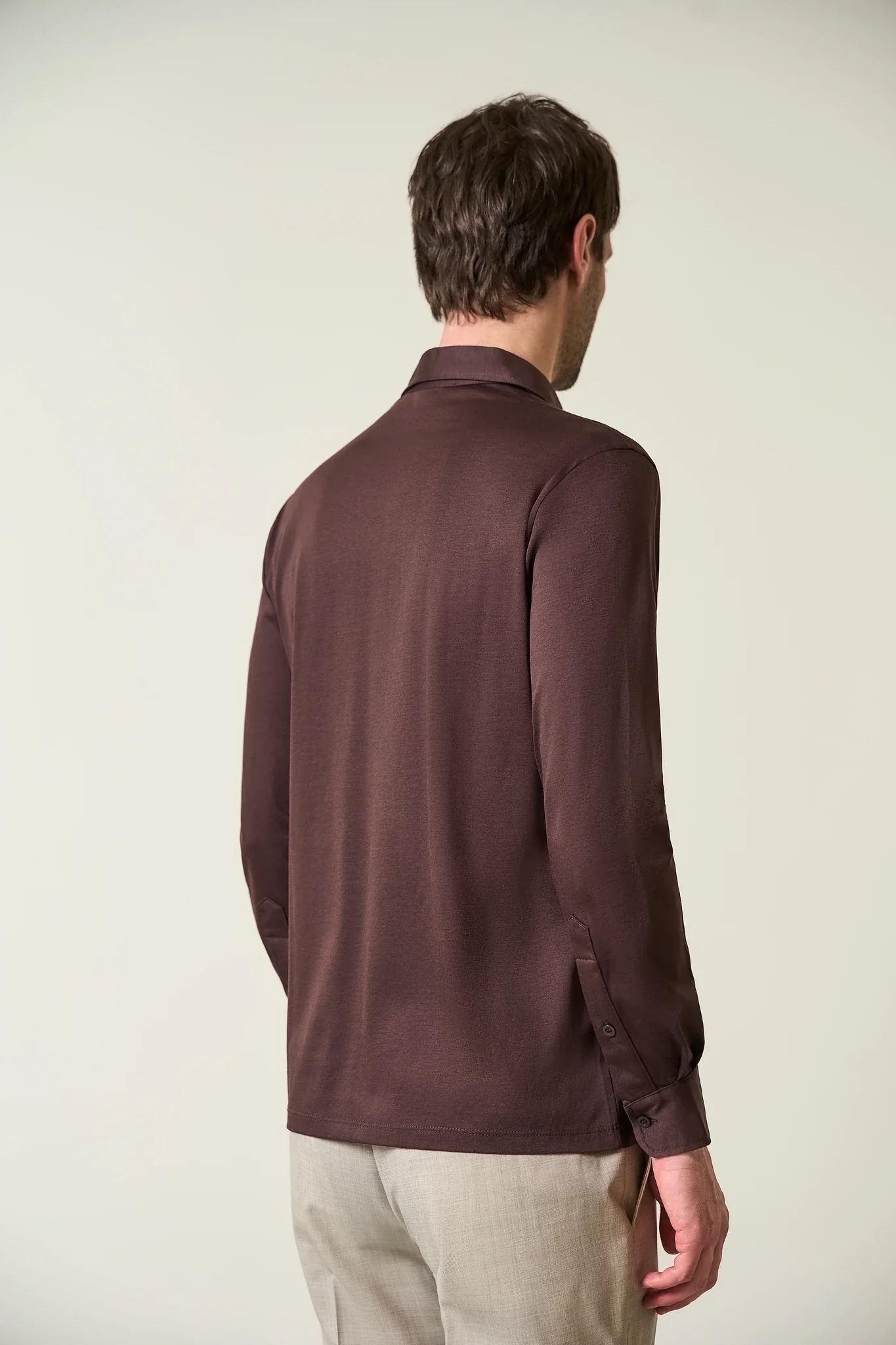 Polo camicia marrone jersey - Image 5