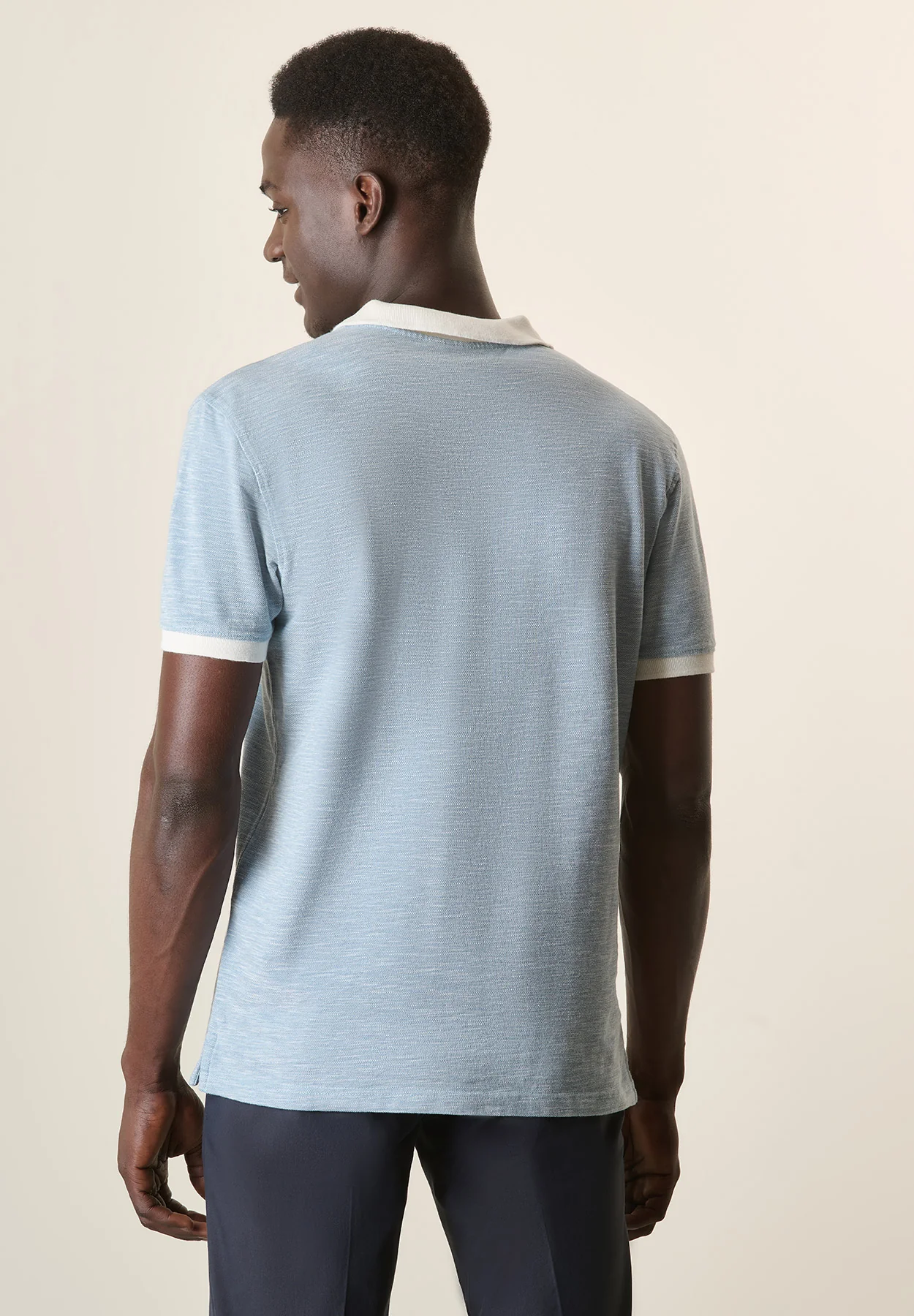 Polo azzurro cotone slub derby - Image 3